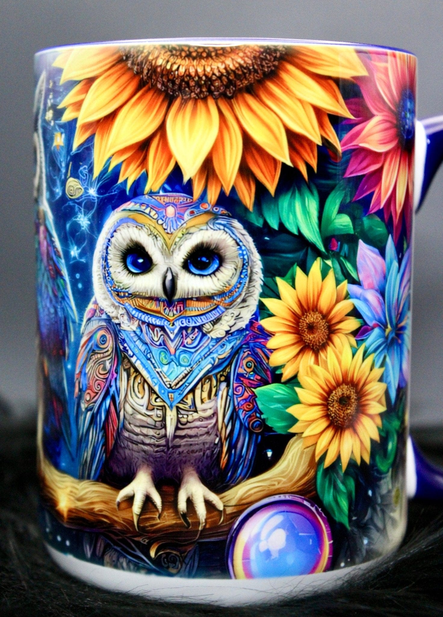 DillyDog Creations Gift Option Mug / Mystic Owls ( Navy Interior )