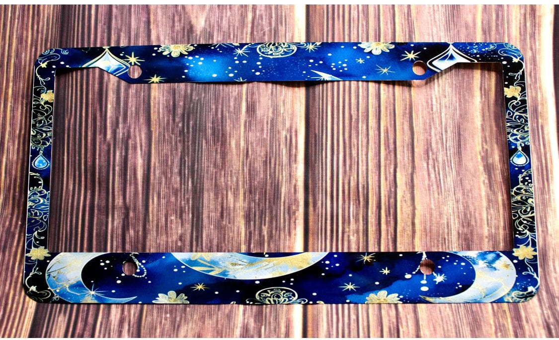 DillyDog Creations License Plate Frame / Celestial Mystic Moon