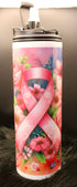 DillyDog Creations wrapin 20 Oz Skinny Tumbler / Floral Cancer Ribbon