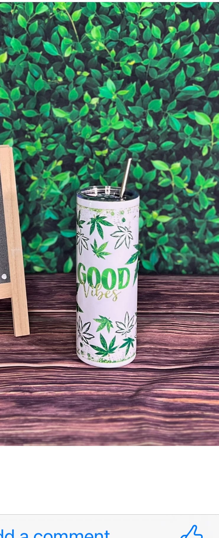 DillyDog Creations wrapin 20 Oz Skinny Tumbler / Good Vibes Green Herb