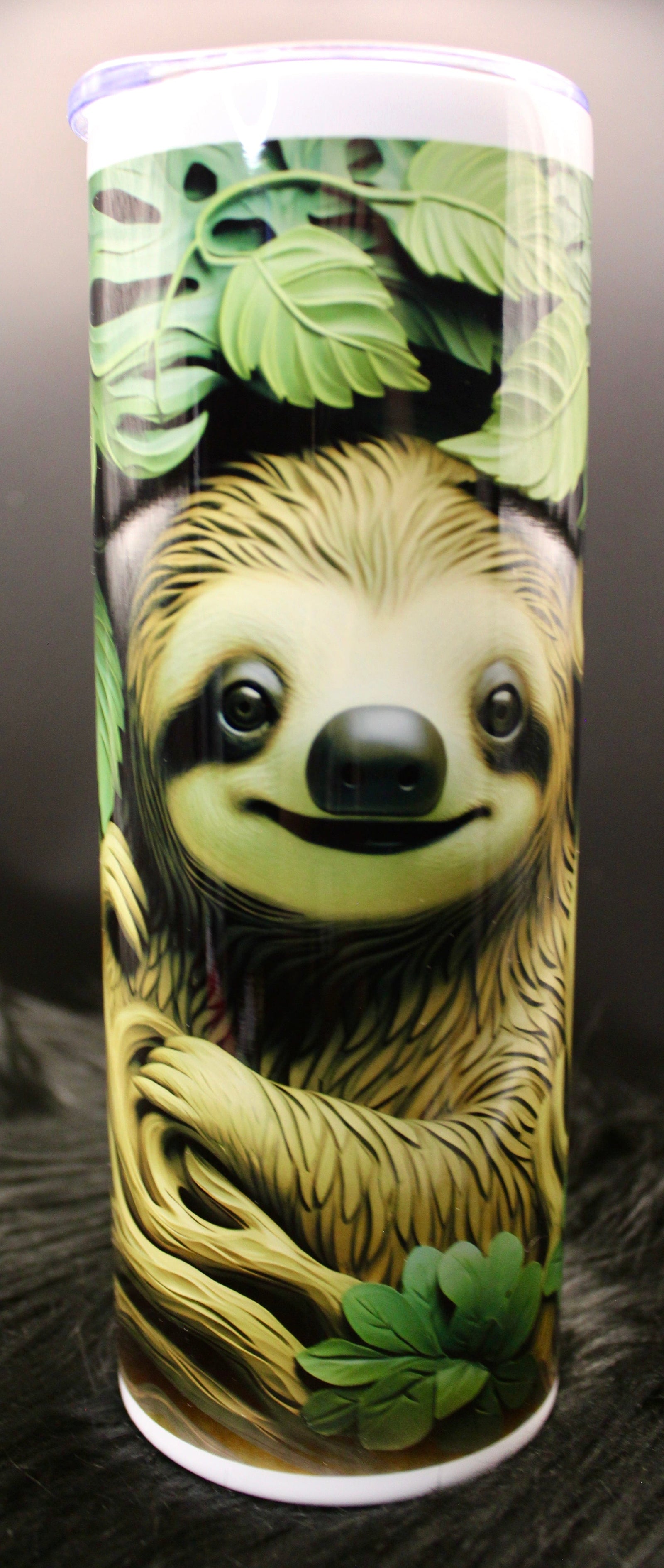 DillyDog Creations wrapin 20 Oz Skinny Tumbler / Jungle Sloth