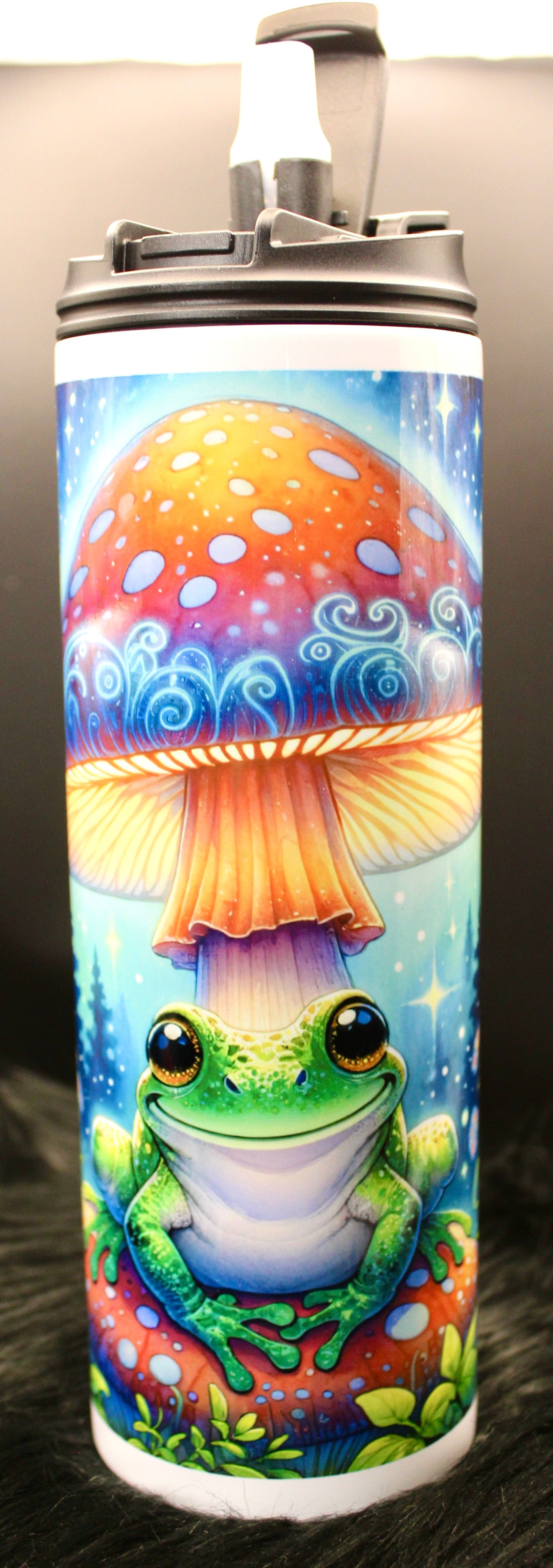 DillyDog Creations wrapin 20 Oz Skinny Tumbler / Magical Mushroom Frog