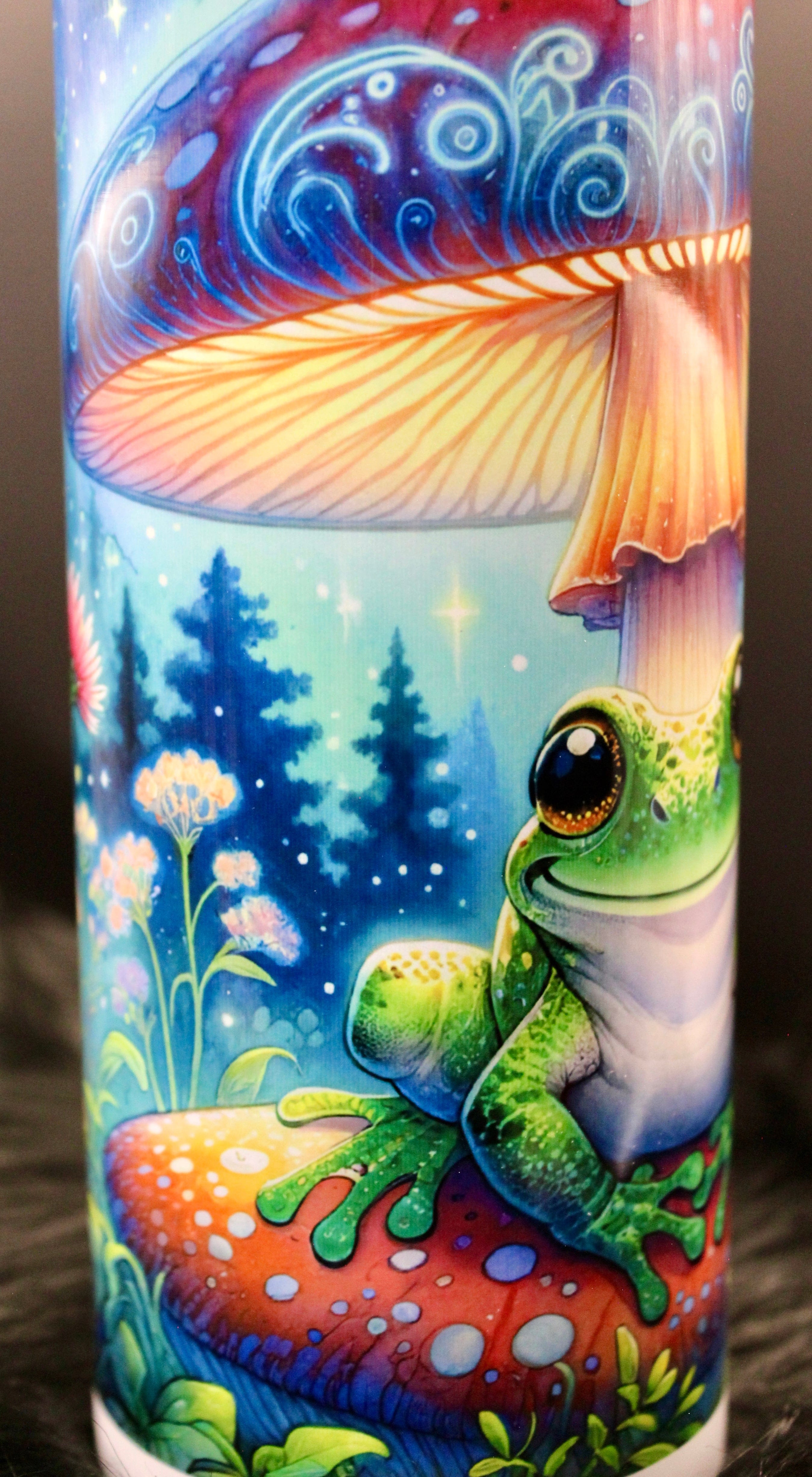 DillyDog Creations wrapin 20 Oz Skinny Tumbler / Magical Mushroom Frog