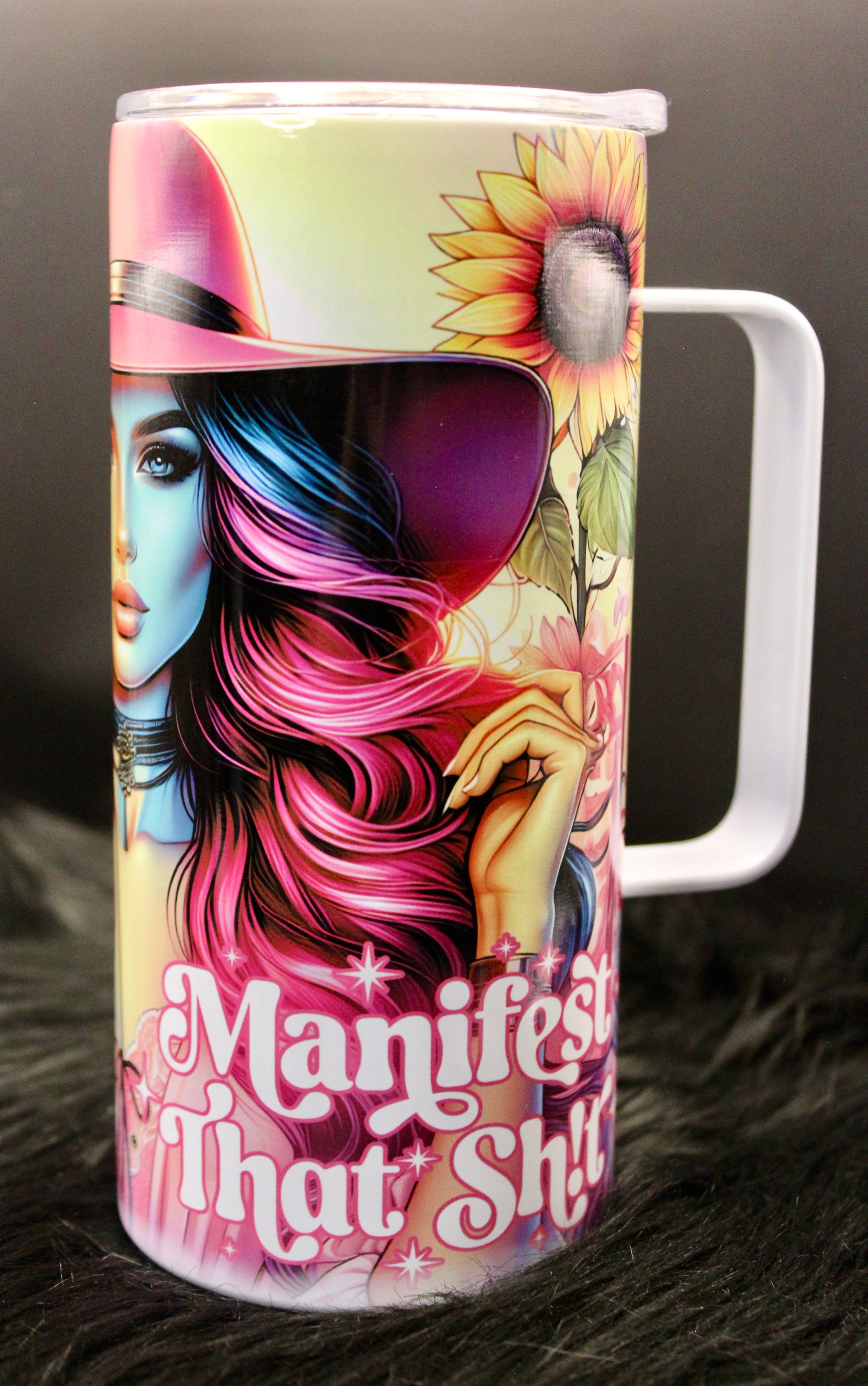 DillyDog Creations wrapin 20 Oz Skinny Tumbler / Manifest That Shit ( Shown In 16oz With Handle )