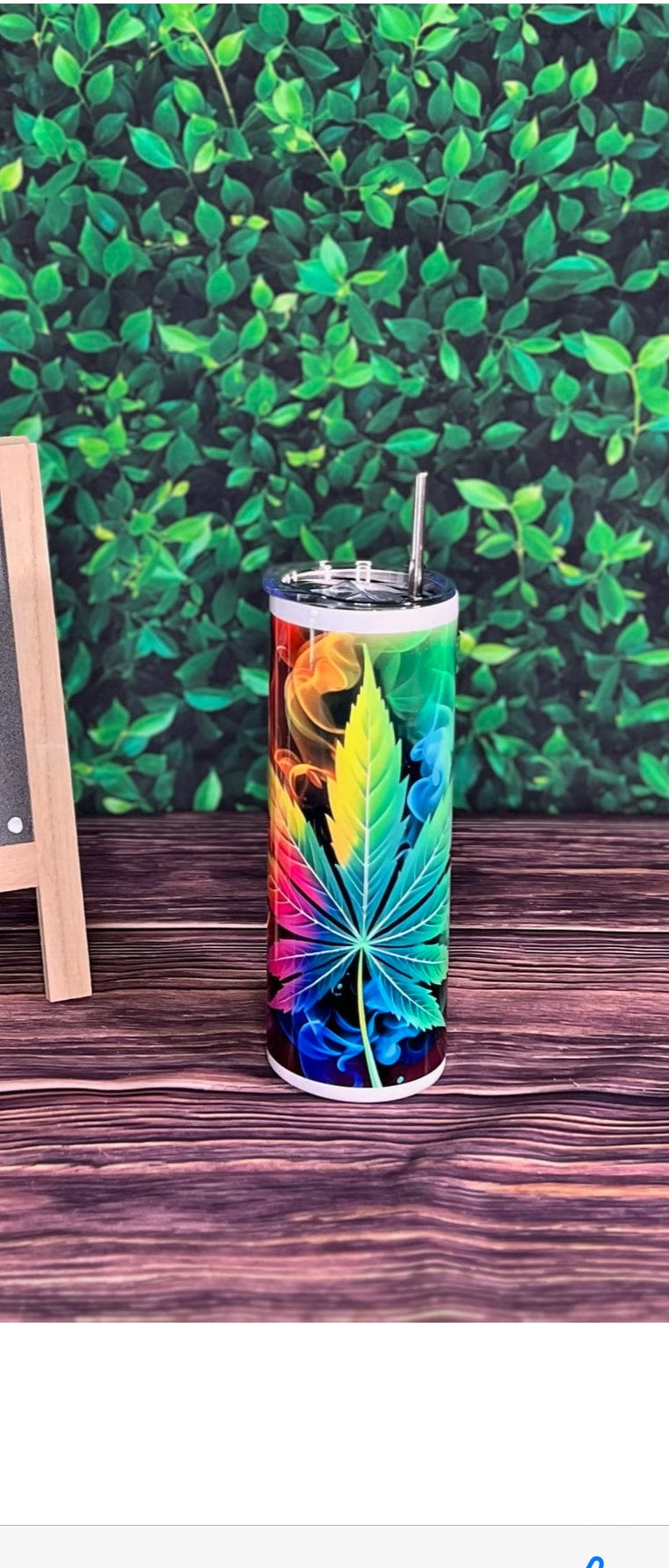 DillyDog Creations wrapin 20 Oz Skinny Tumbler / Rainbow Smoky Herb