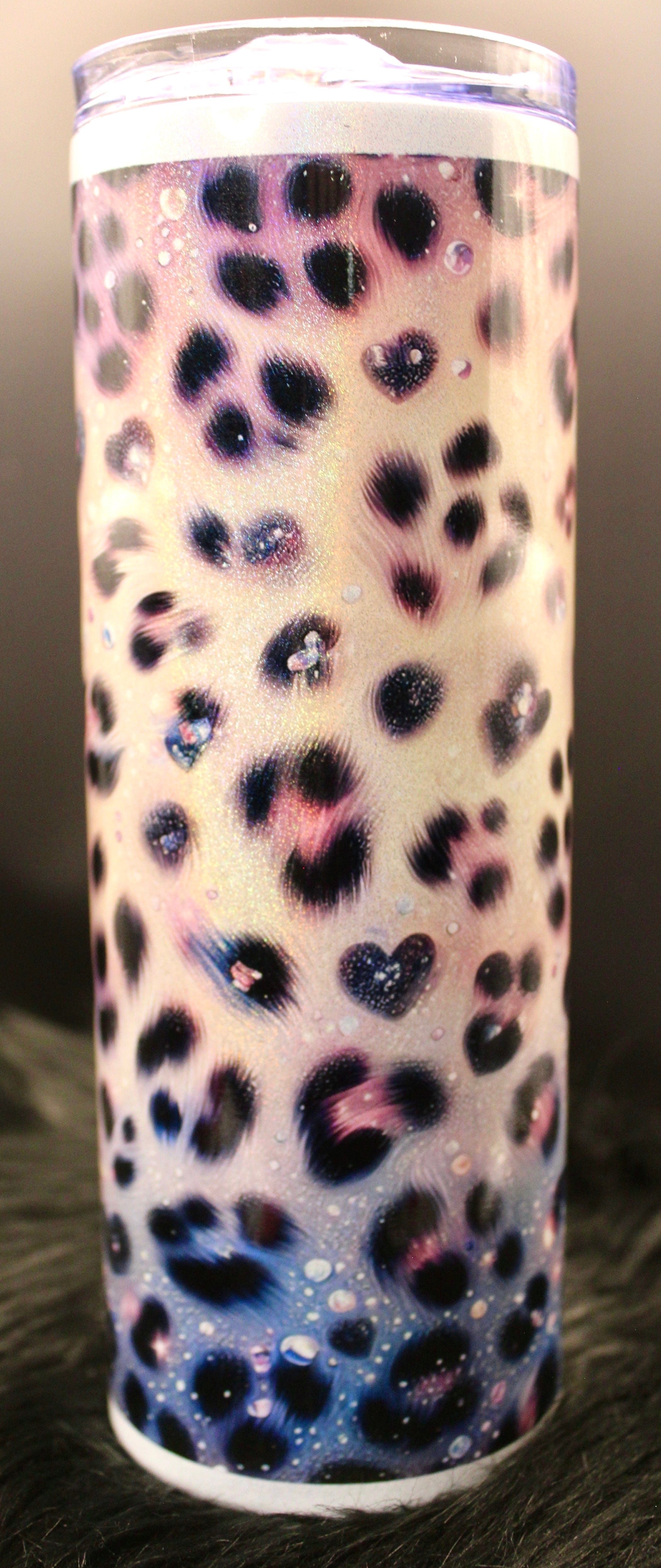 DillyDog Creations wrapin 20 Oz Skinny Tumbler / Sparkly Leopard