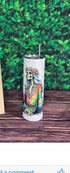 DillyDog Creations wrapin 20 Oz Skinny Tumbler / The Stoner Babe Rainbow Hippie Smoking Skeleton