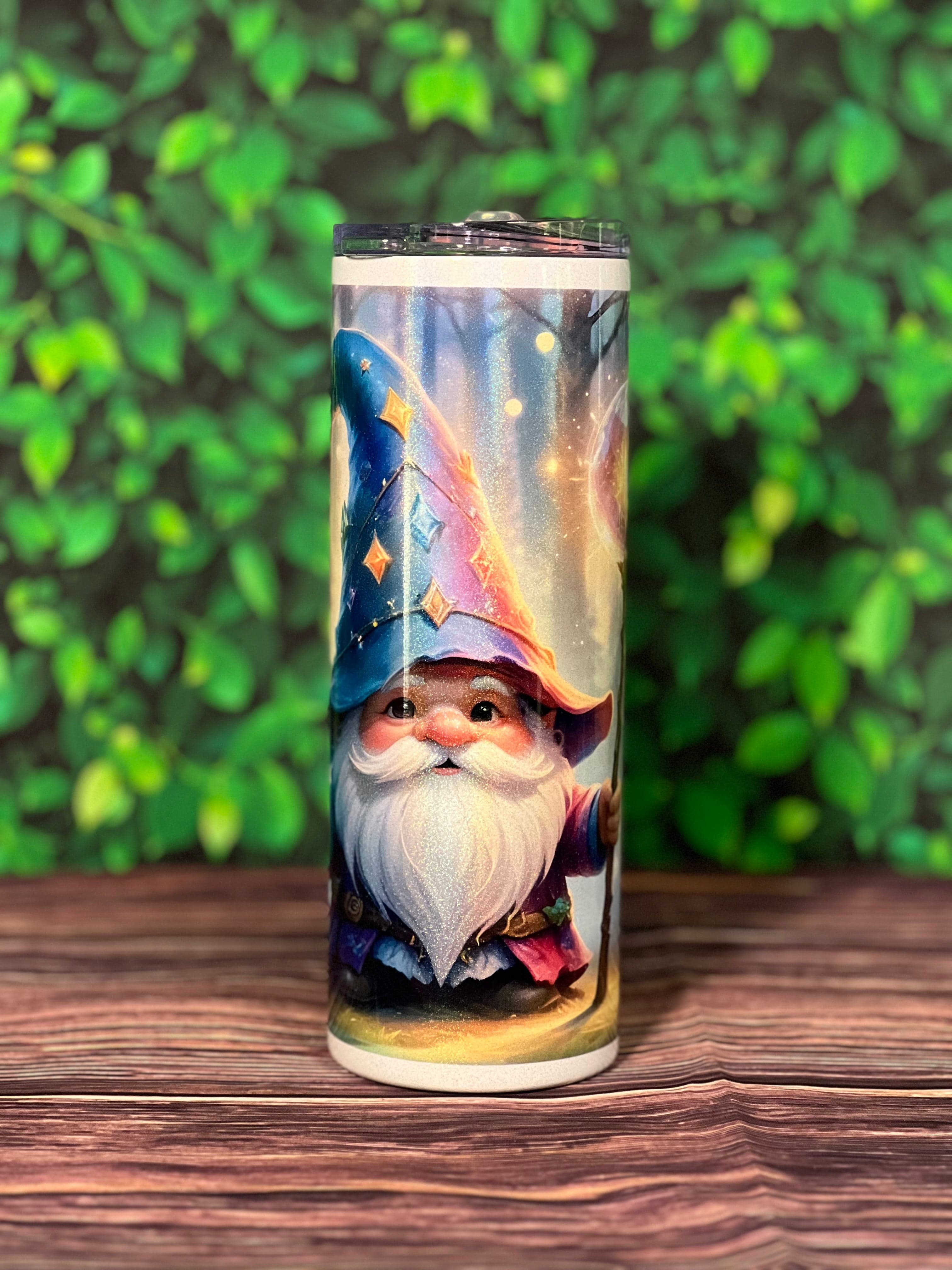 DillyDog Creations wrapin 20 Oz Skinny Tumbler / Wizard Wand Staff Gnome ( Shown in Glitter )