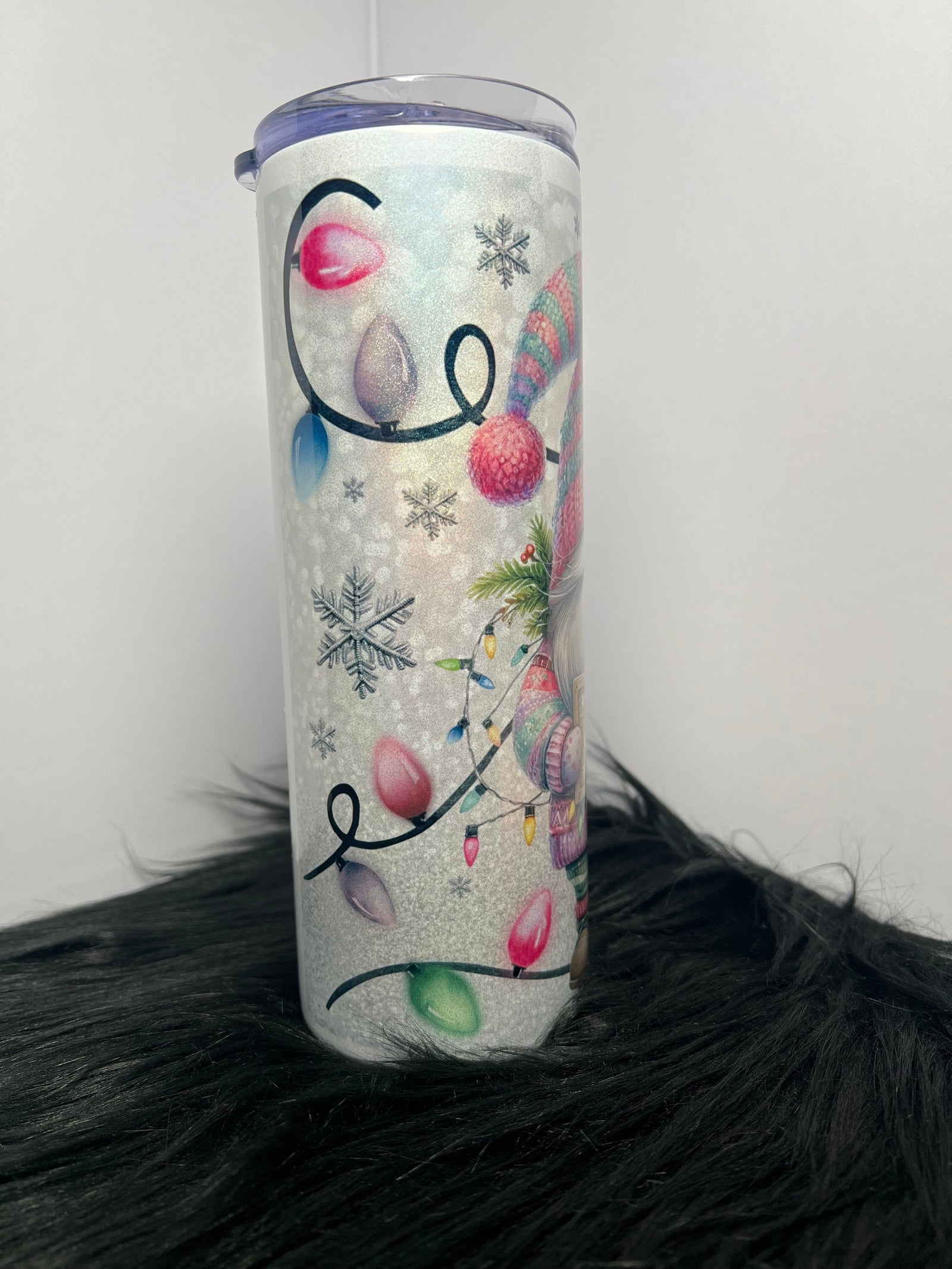 DillyDog Creations wrapin 20Oz Skinny Tumbler / Christmas Gnome Jingle All The Way ( Shown in Glitter Version )