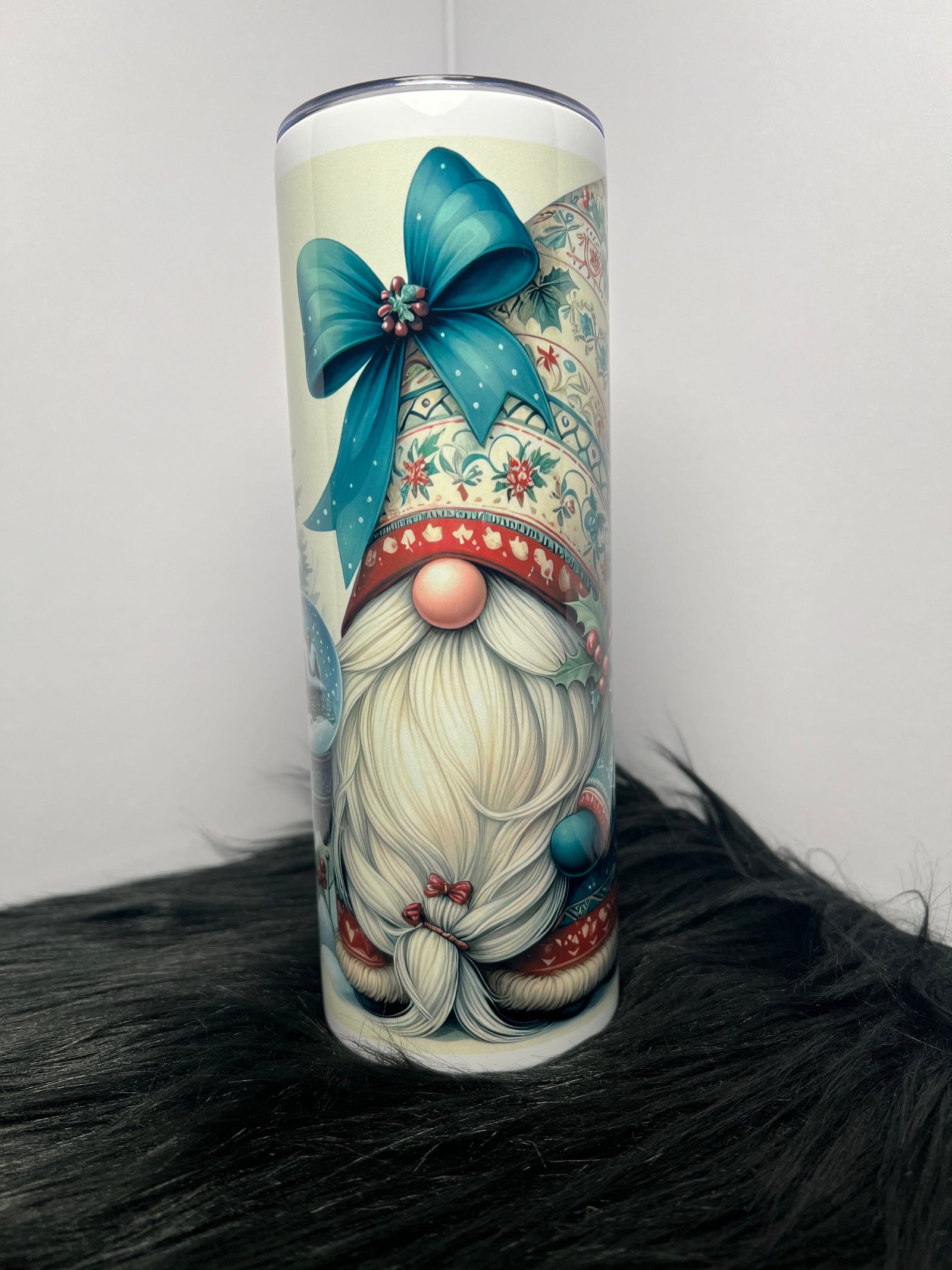 DillyDog Creations wrapin 20Oz Skinny Tumbler / Christmas Gnome With Snowglobe