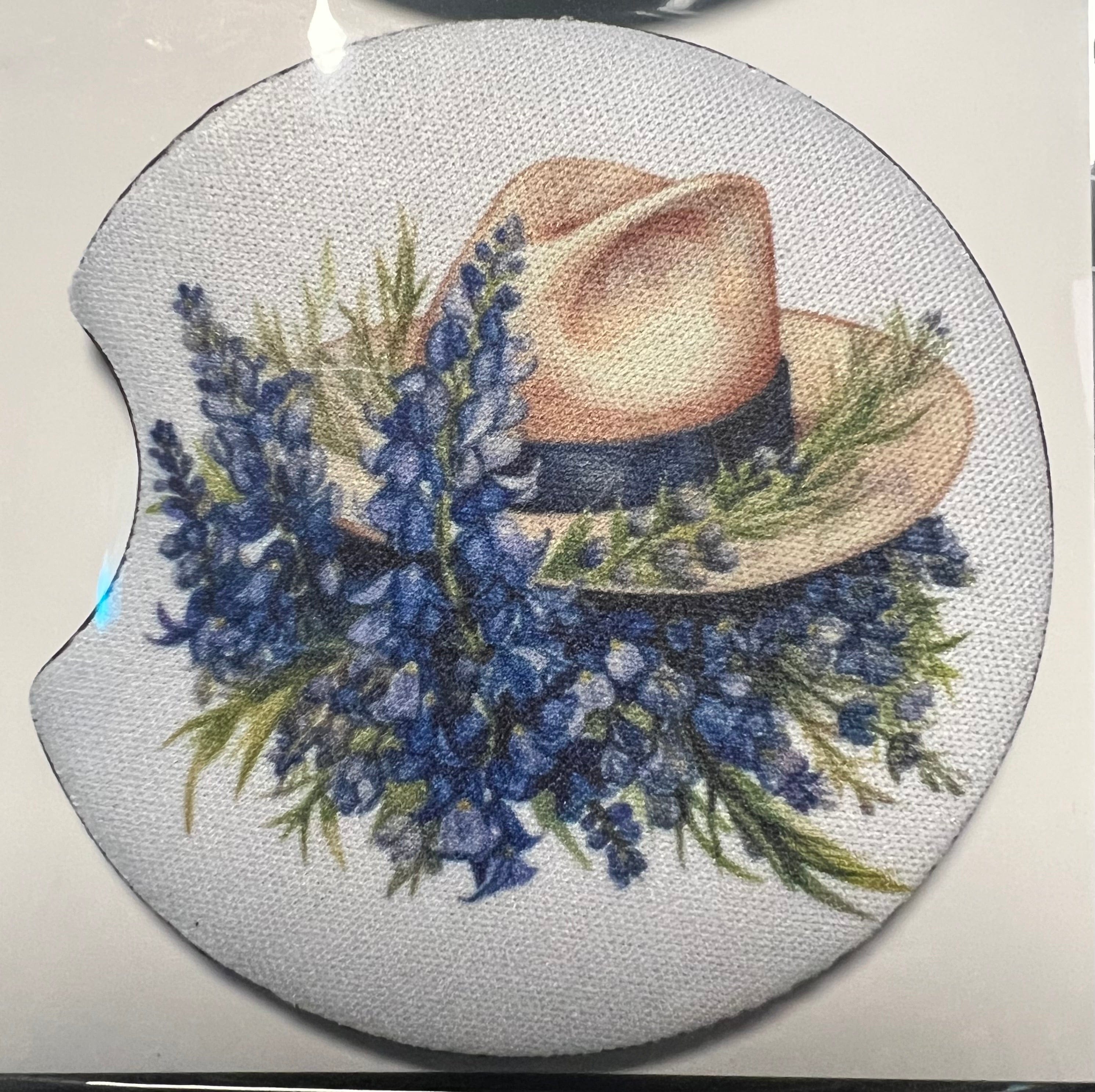 DillyDog Creations wrapin Car Coaster Set / Bluebonnets