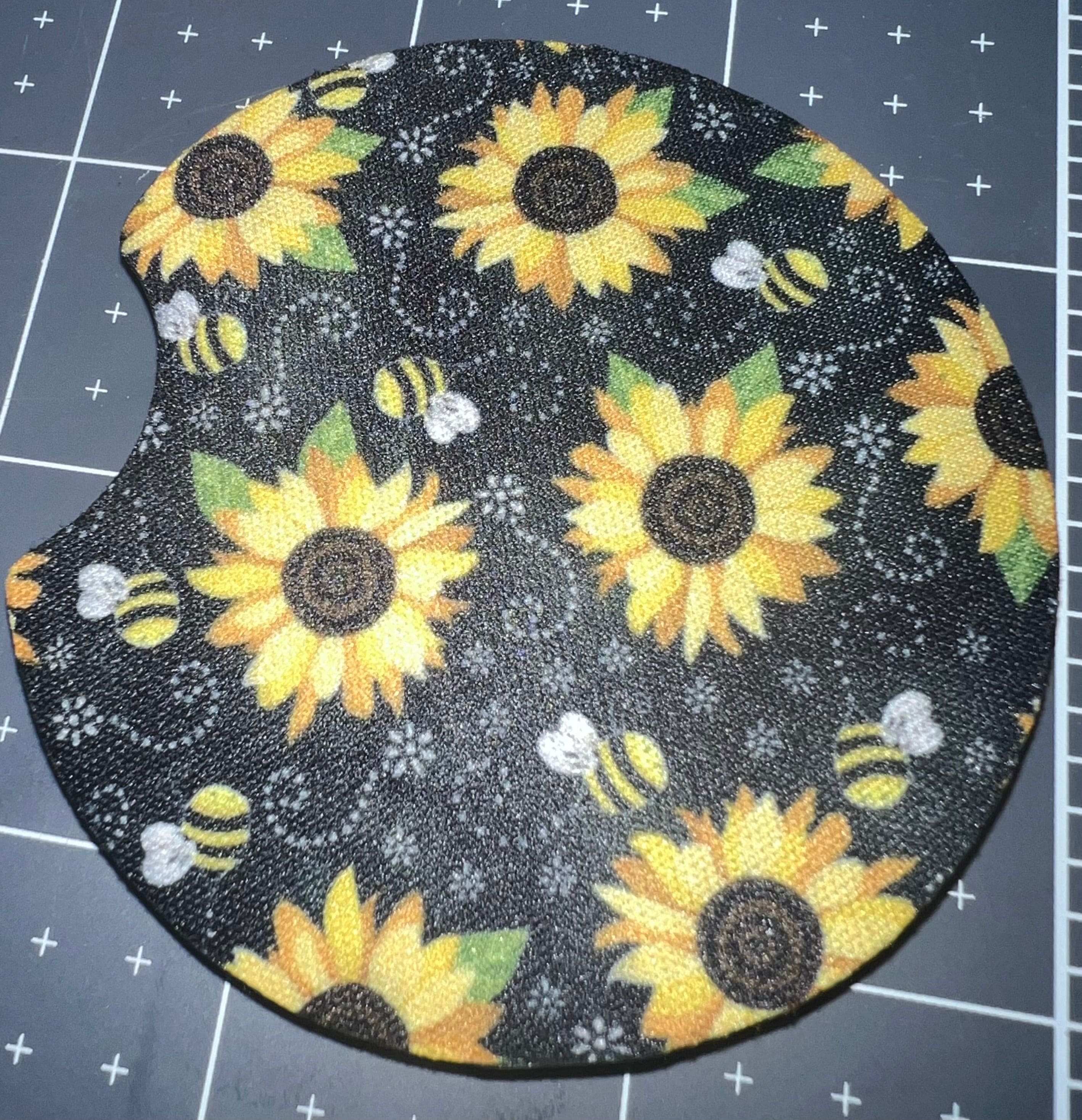 DillyDog Creations wrapin Car Coaster Set / Sunflower Bees