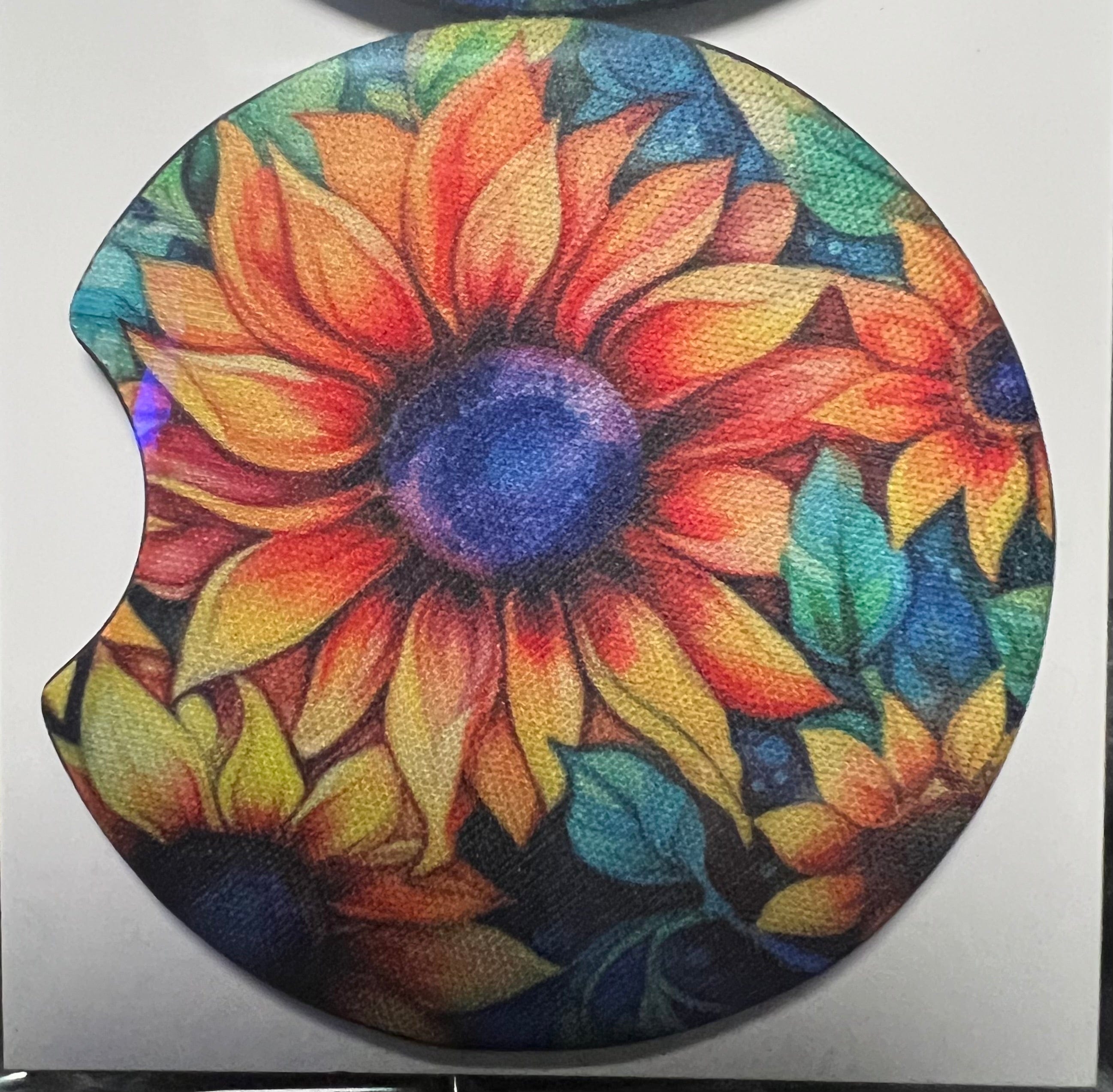 DillyDog Creations wrapin Car Coaster Set / Sunflowers