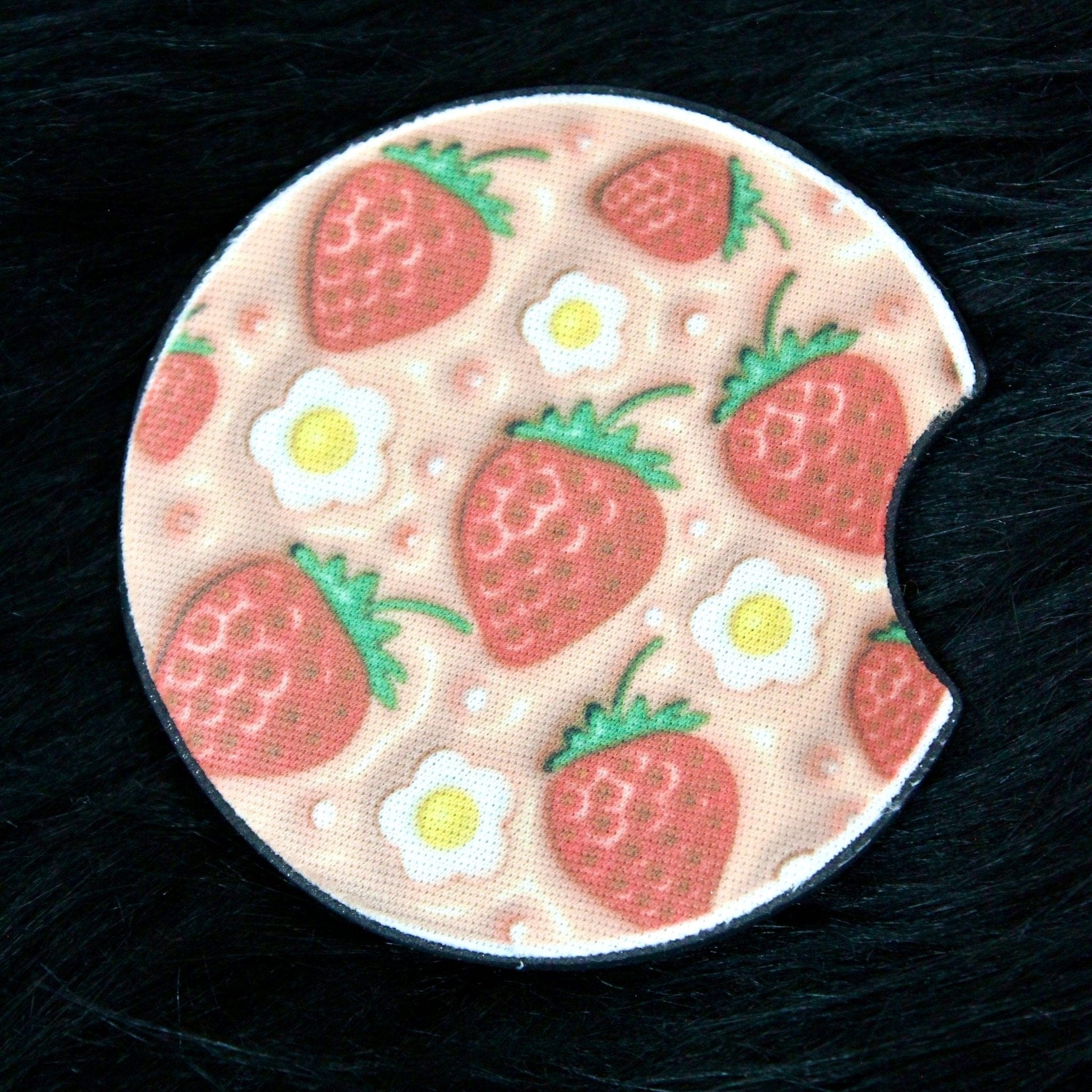 DillyDog Creations wrapin Car Coaster / Strawberries