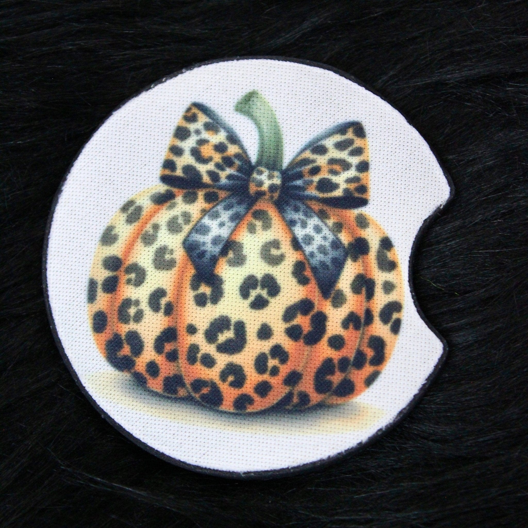 DillyDog Creations wrapin Car Coasters / Cheetah Pumpkin