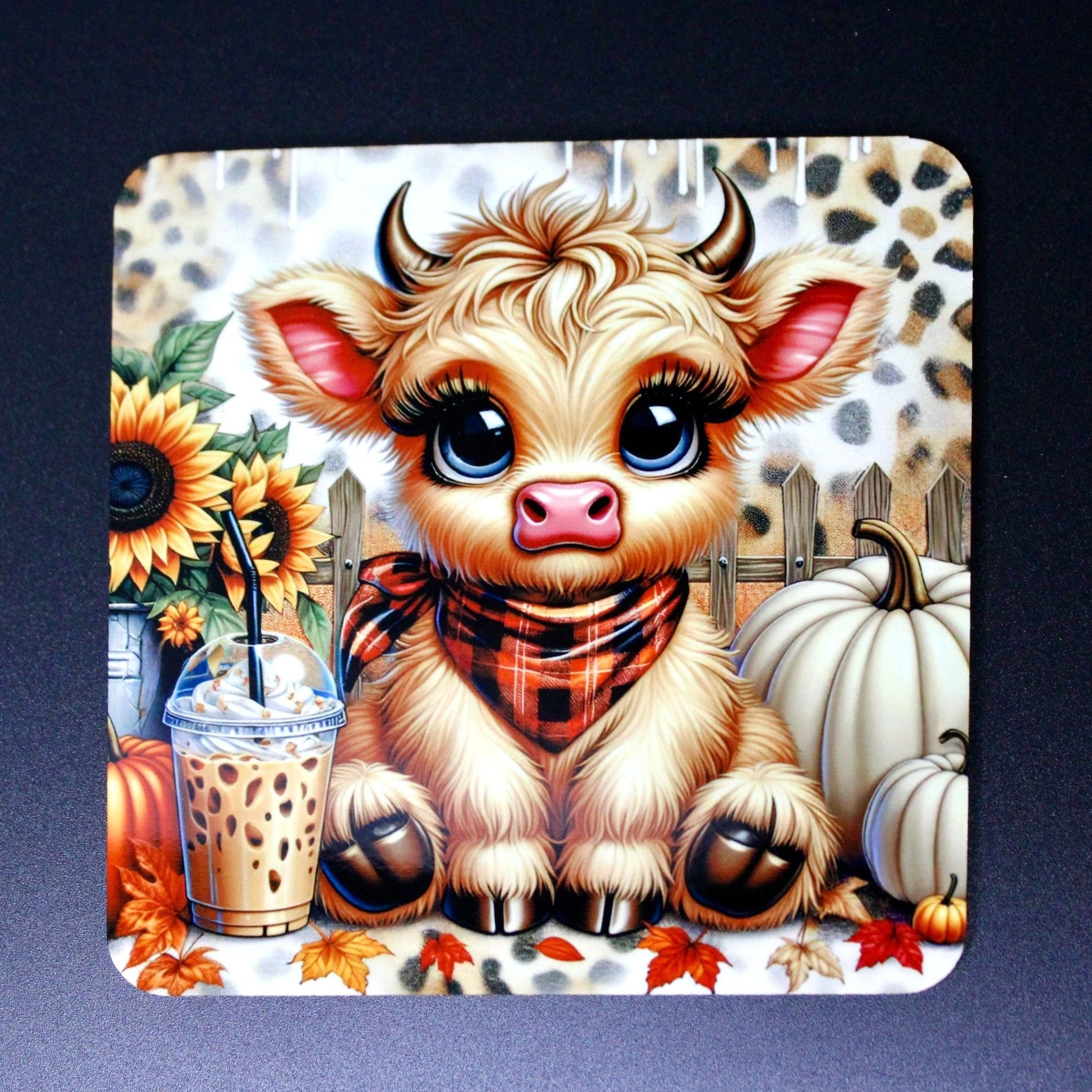 DillyDog Creations wrapin Coaster / Highland Cow