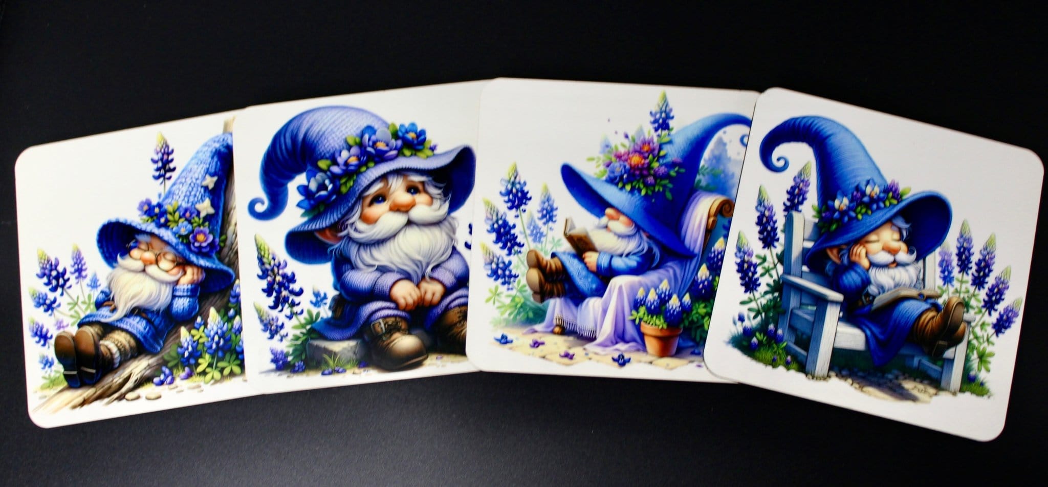 DillyDog Creations wrapin Coasters / Bluebonnet Gnomes