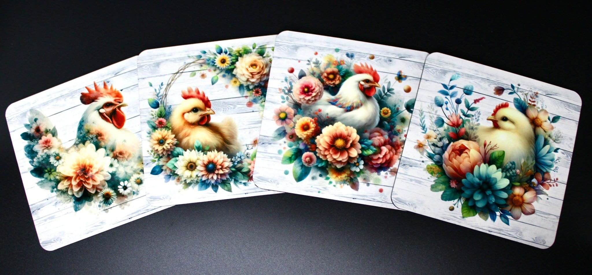 DillyDog Creations wrapin Coasters / Chickens