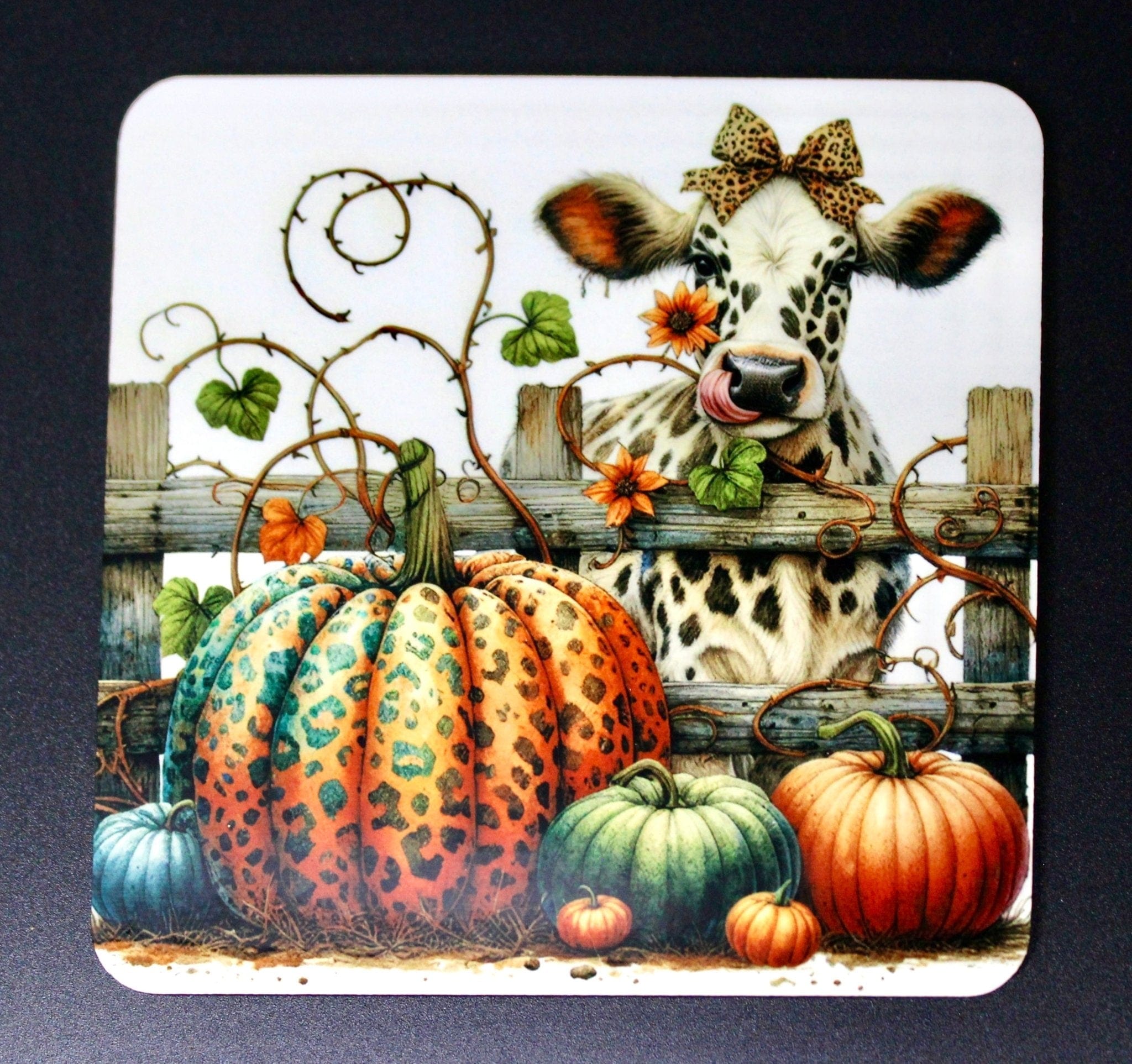 DillyDog Creations wrapin Coasters / Pumpkin Hearts