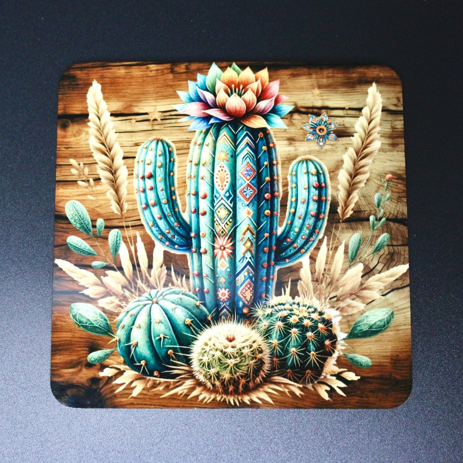 DillyDog Creations wrapin Coasters / Southwest Cactus