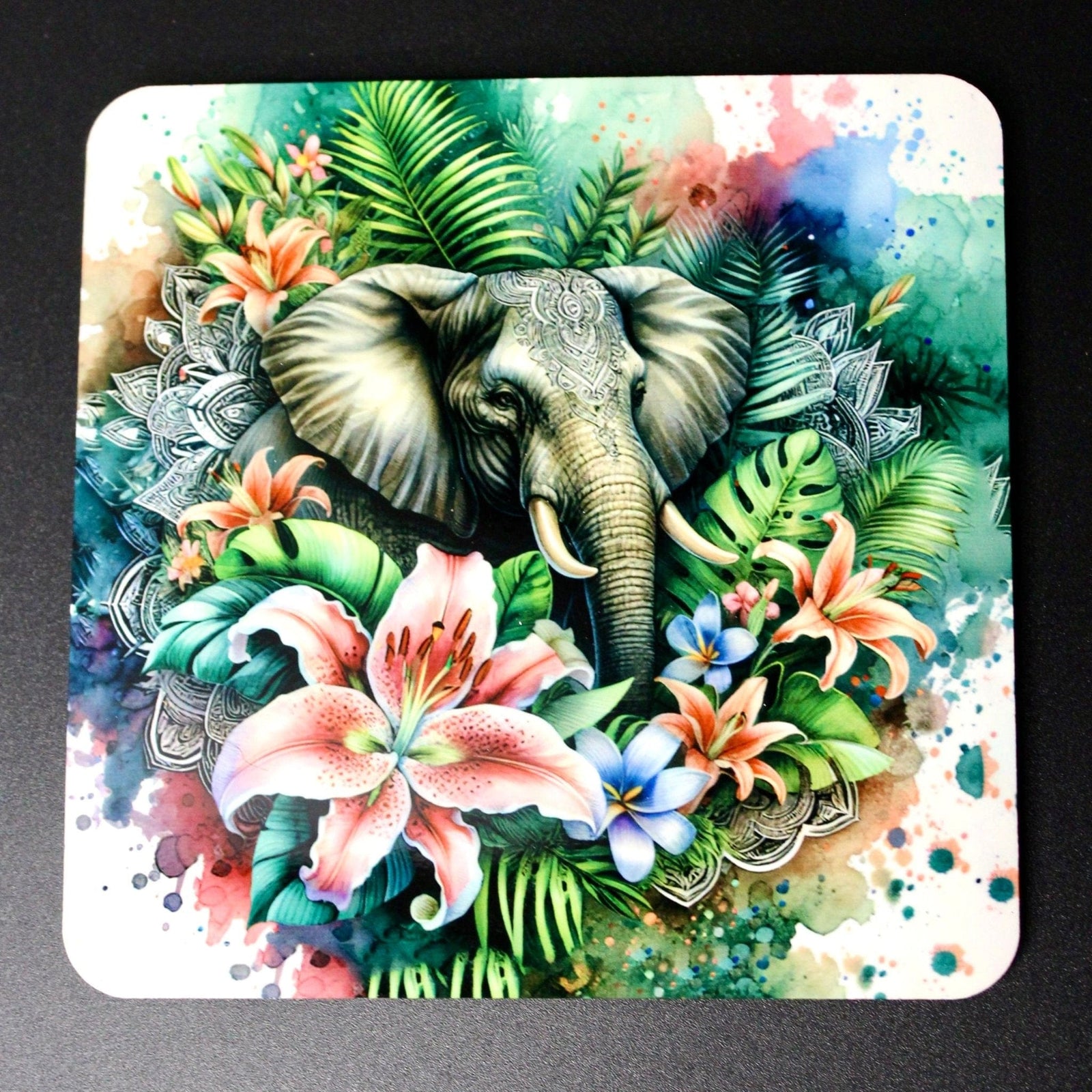 DillyDog Creations wrapin Coasters / Tropical Elephant