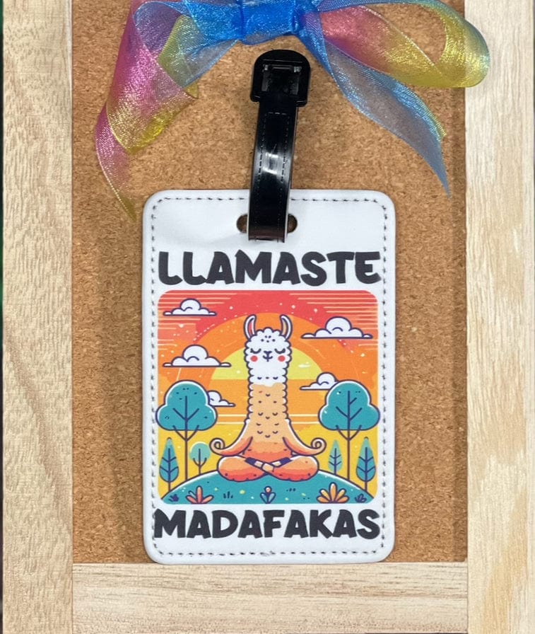 DillyDog Creations wrapin Faux Leather Luggage Tag / Llamaste Madafakas