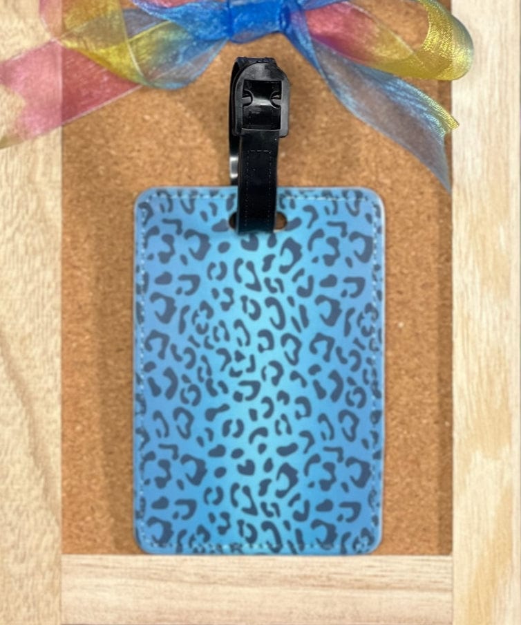 DillyDog Creations wrapin Faux Leather Luggage Tag / Purple Blue Leopard