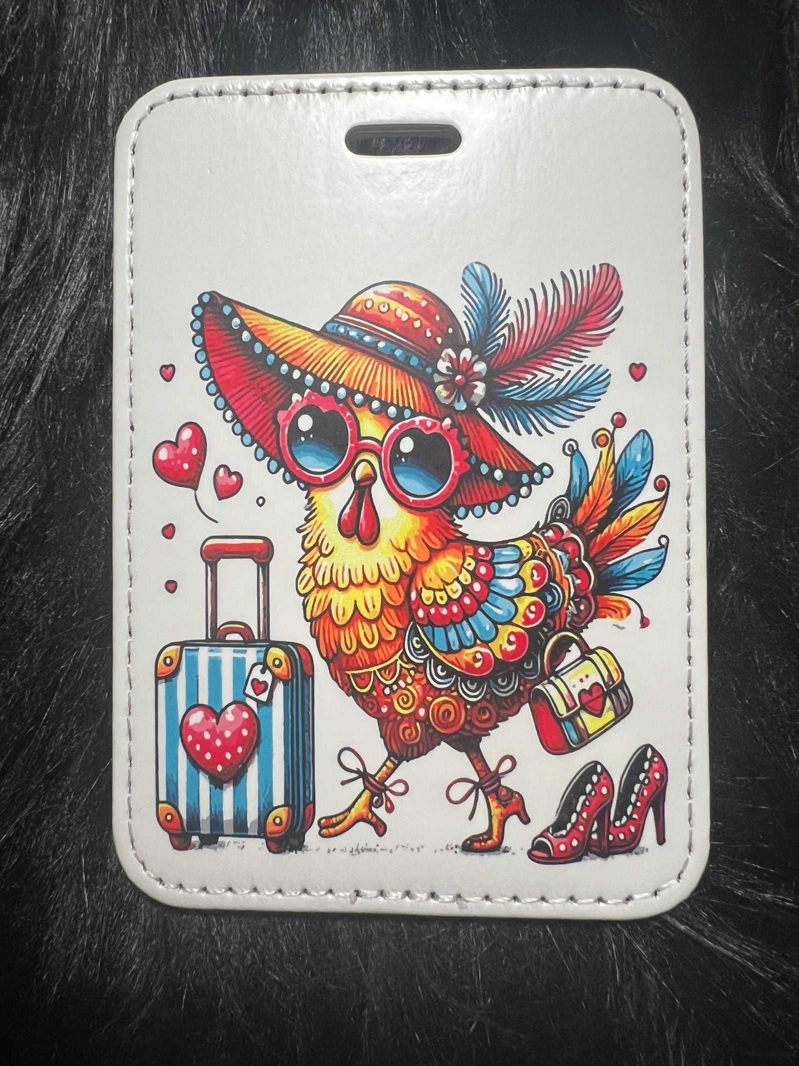 DillyDog Creations wrapin Faux Luggage Tag / Traveling Chicken