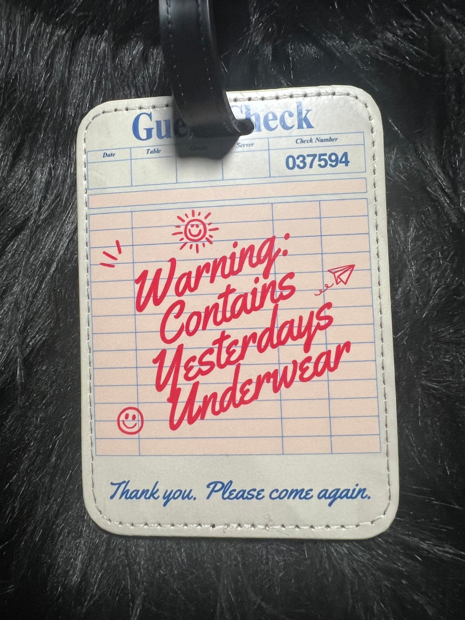 DillyDog Creations wrapin Faux Luggage Tag / Warning Contains Yesterdays Underwear