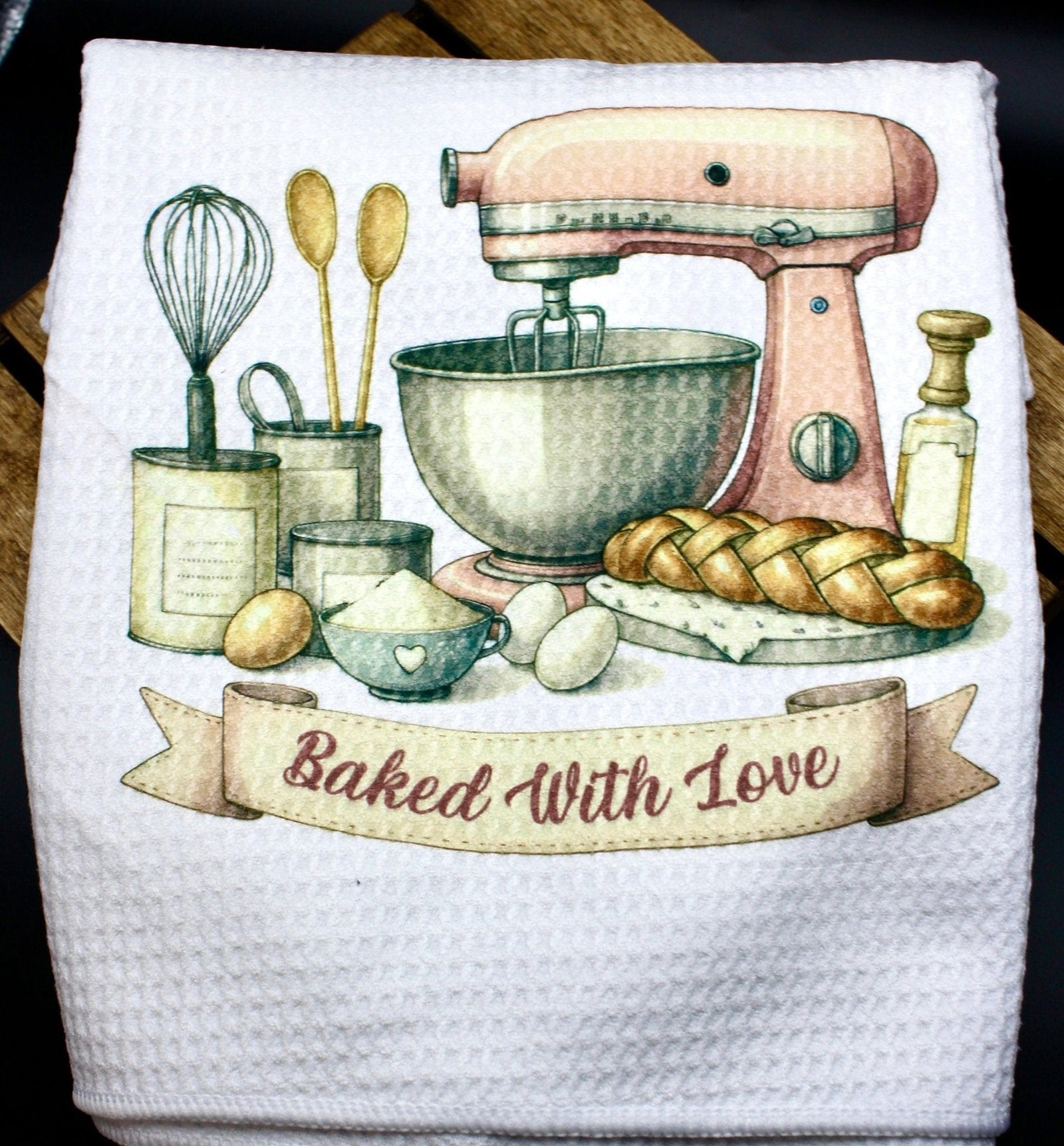 DillyDog Creations wrapin Kitchen Towel / Baked With Love