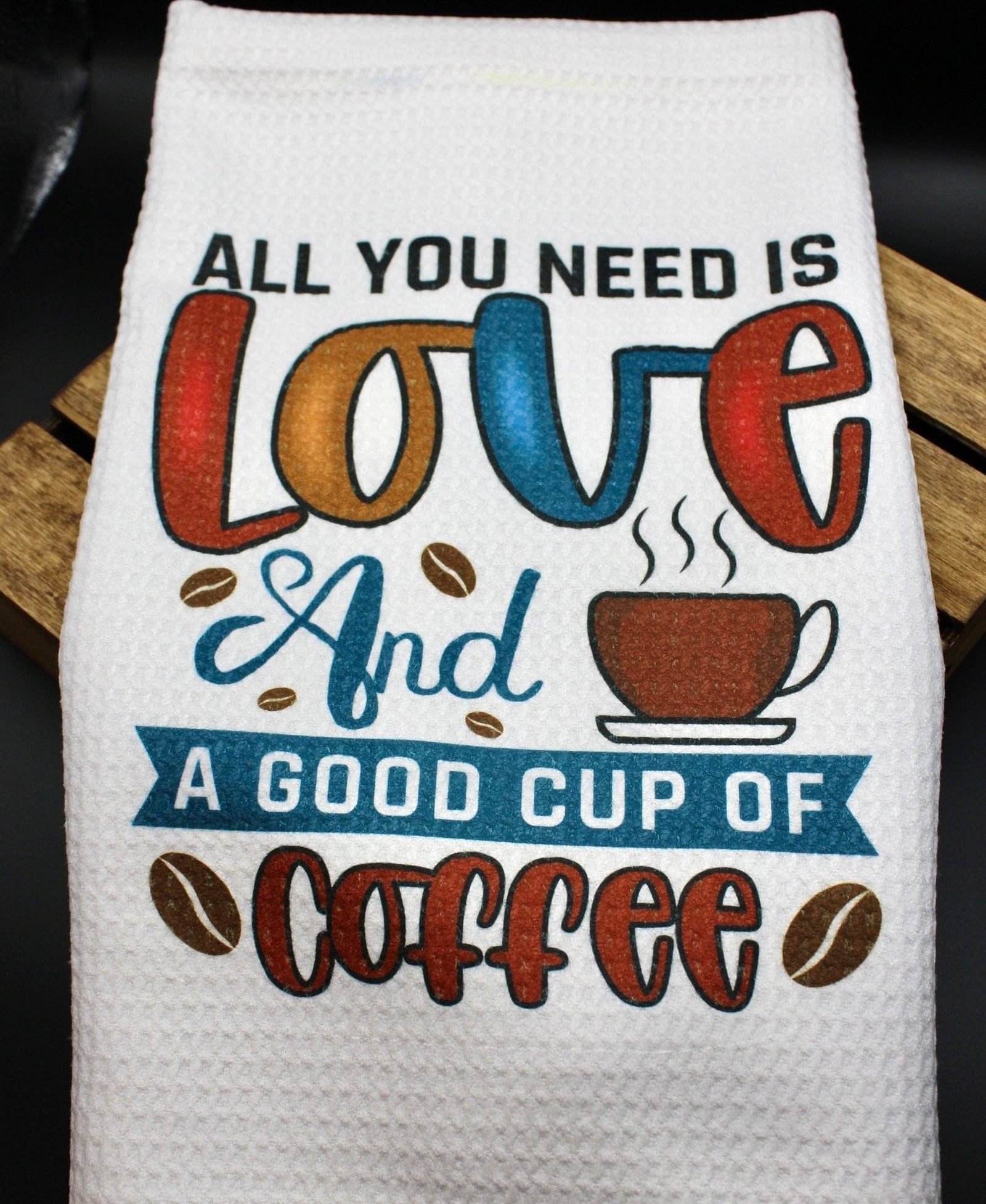 DillyDog Creations wrapin Kitchen Towel / Love & Coffee