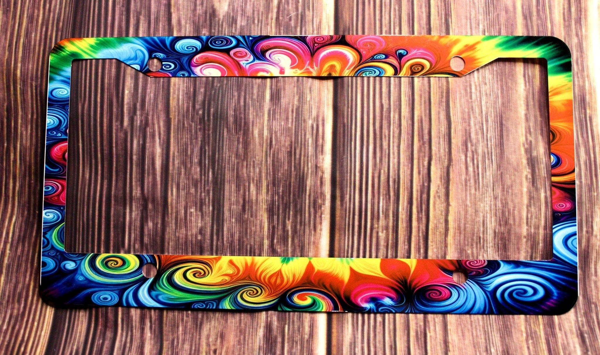 DillyDog Creations wrapin License Plate Set / Rainbow TyeDye