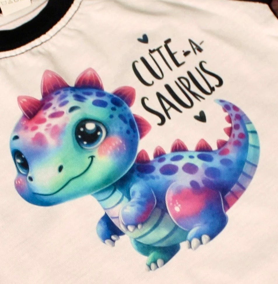 DillyDog Creations wrapin Long Sleeve Onesie / Navy Dinosaur Cute-A-Saurus