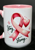 DillyDog Creations wrapin Mug / Breast Cancer Awareness Stay Strong ( Pink Interior )