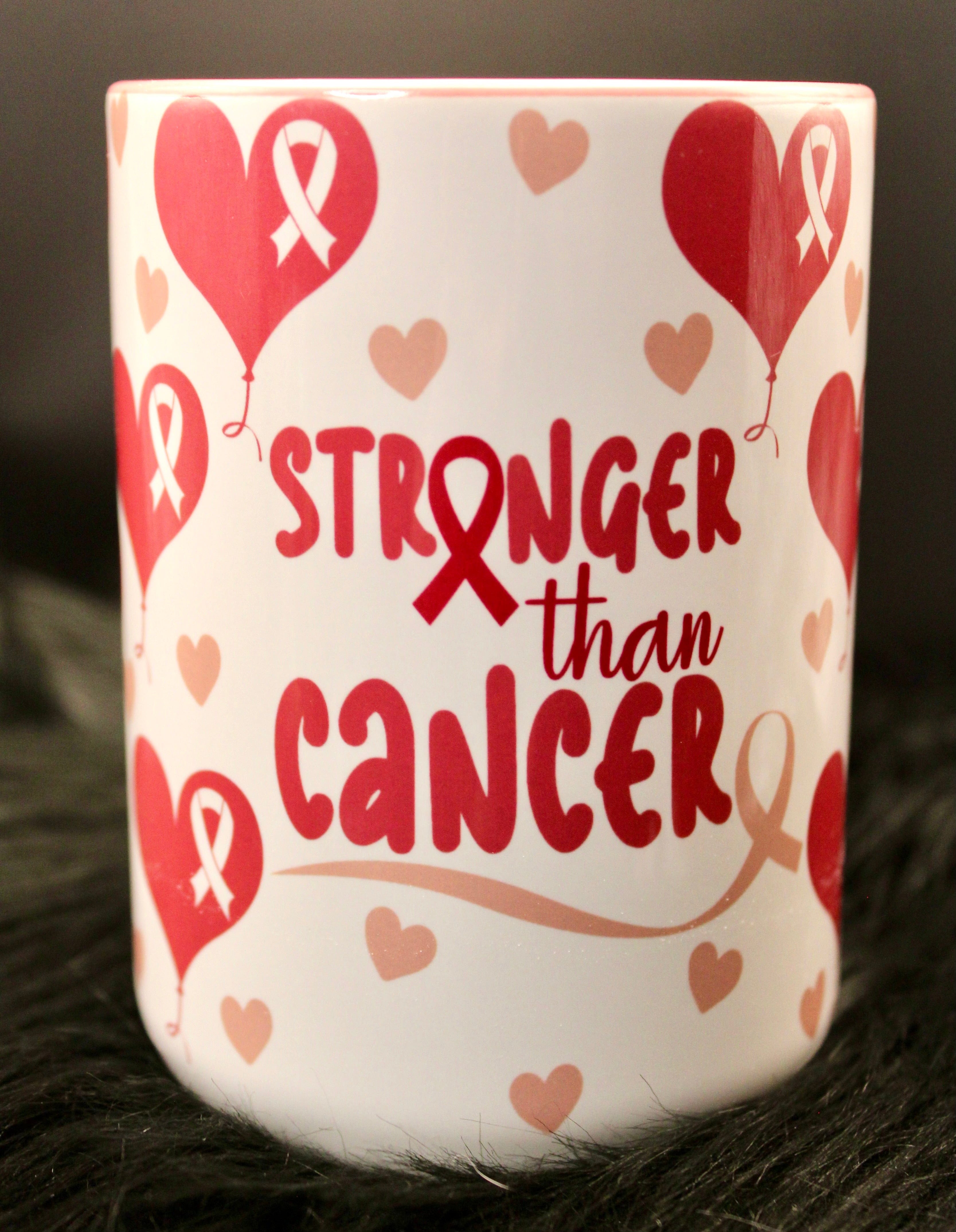 DillyDog Creations wrapin Mug / Breast Cancer Stronger ( Pink Interior )