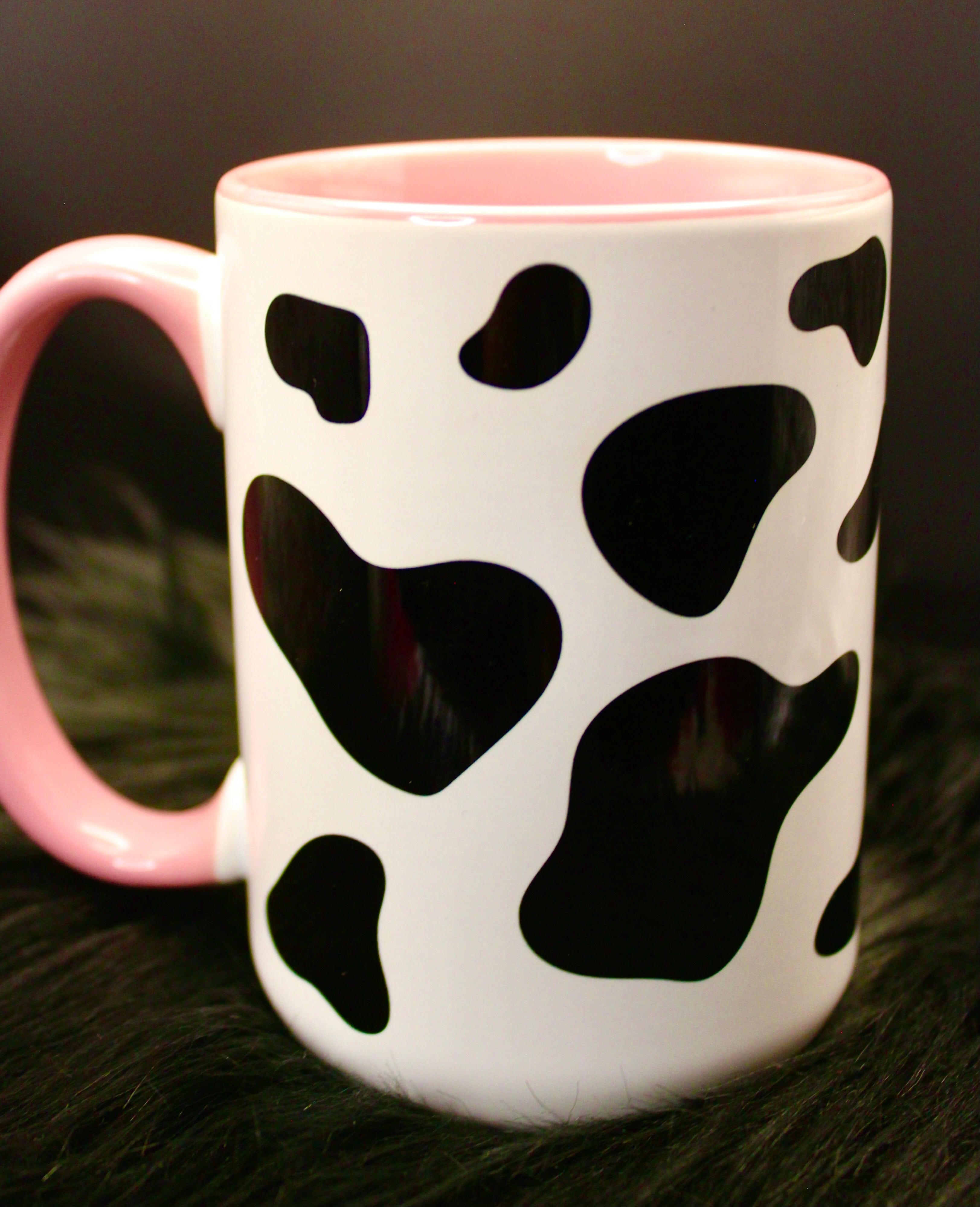 DillyDog Creations wrapin Mug / Dairy Cow ( Pink Interior )