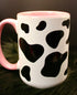 DillyDog Creations wrapin Mug / Dairy Cow ( Pink Interior )