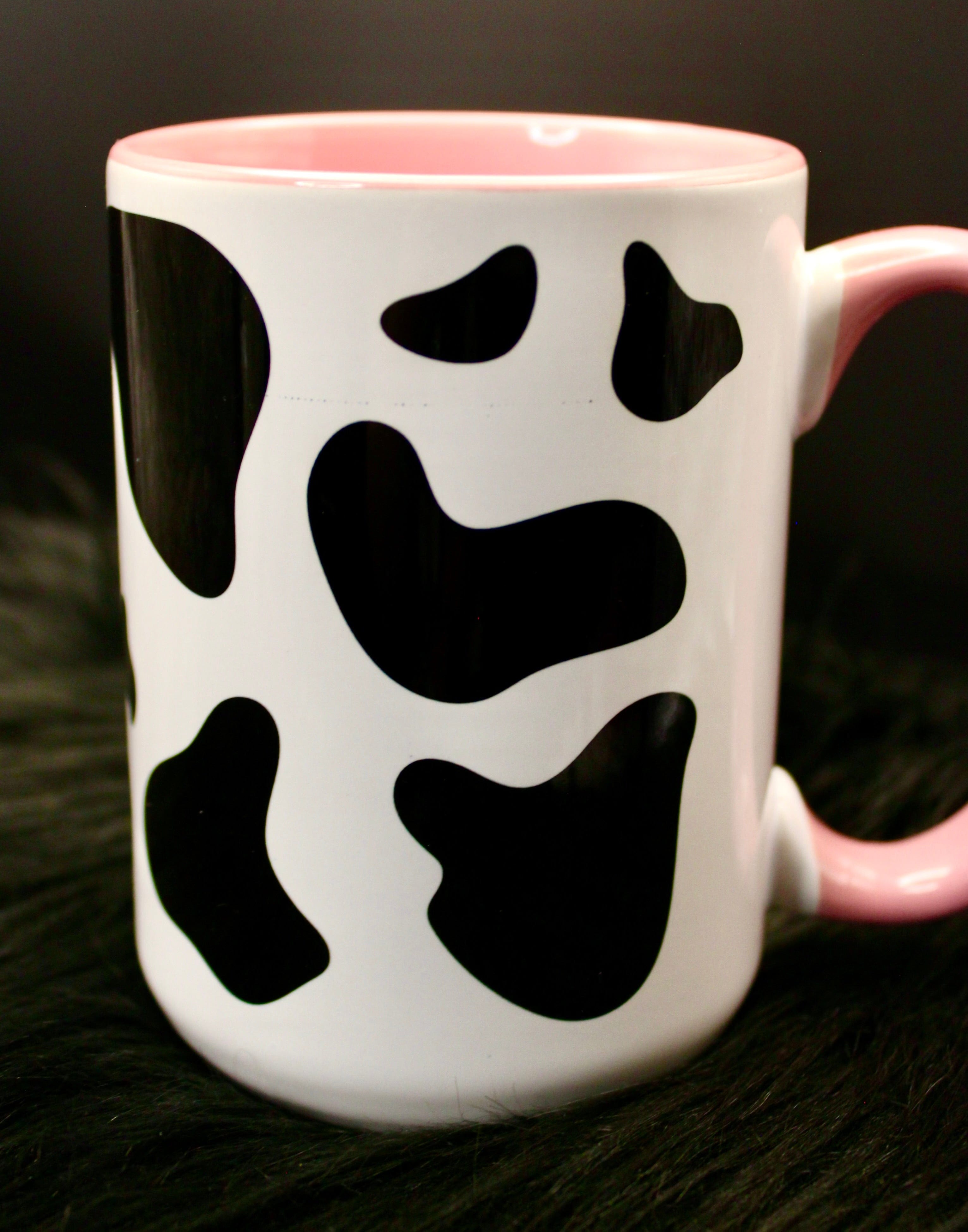 DillyDog Creations wrapin Mug / Dairy Cow ( Pink Interior )