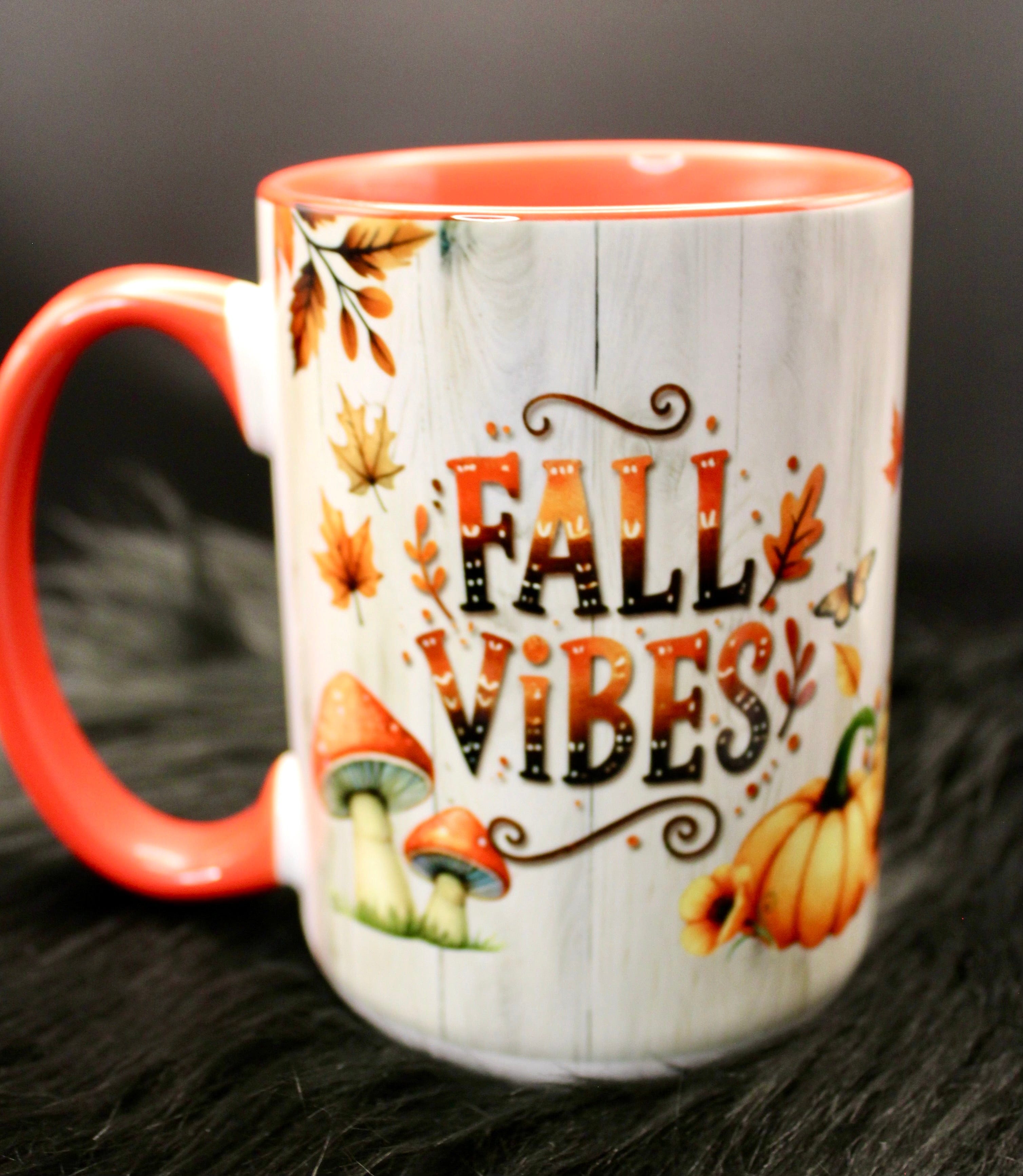 DillyDog Creations wrapin Mug / Fall Vibes ( Red Interior )