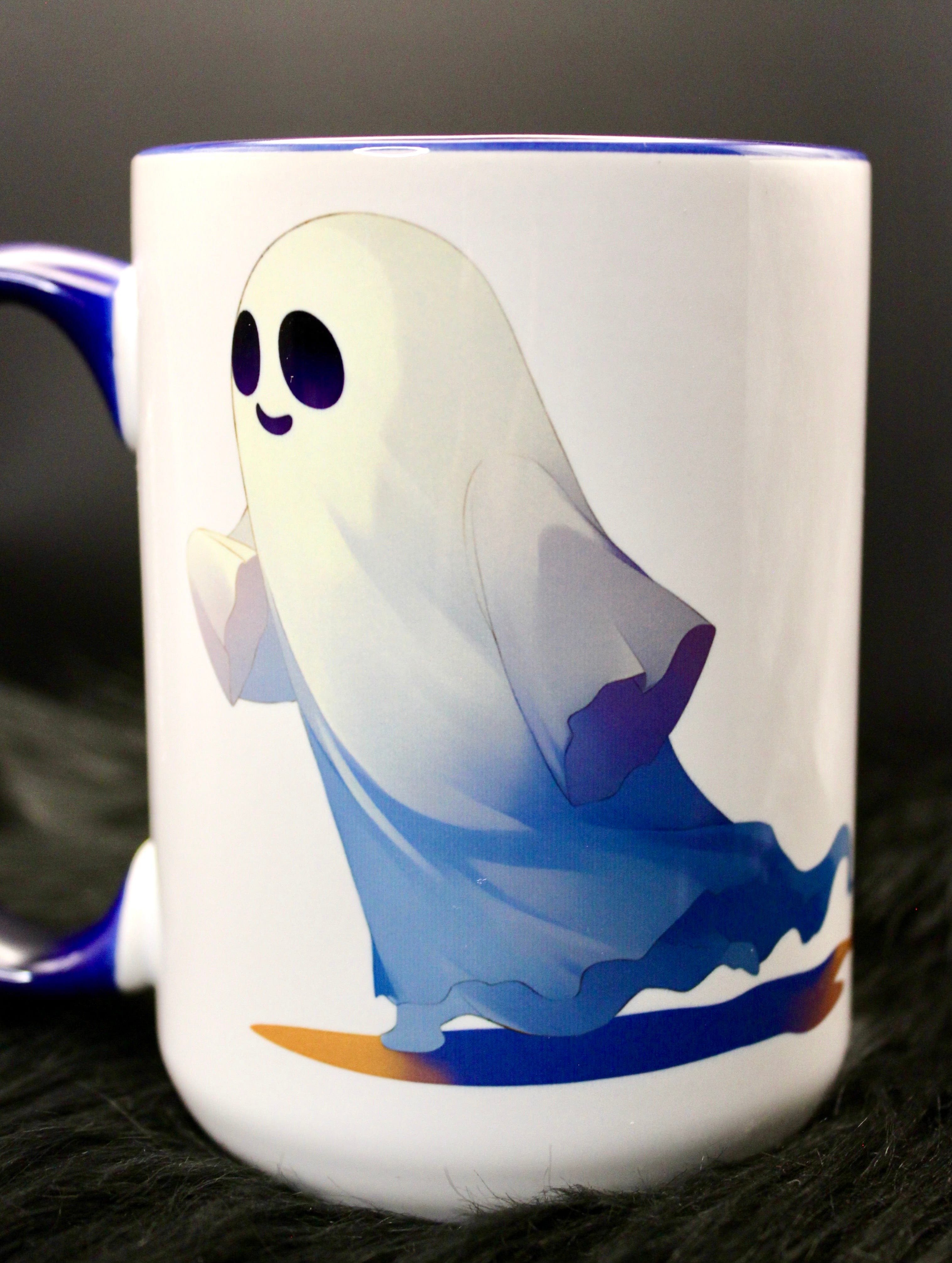 DillyDog Creations wrapin Mug / Ghost Daddy ( Navy Interior )