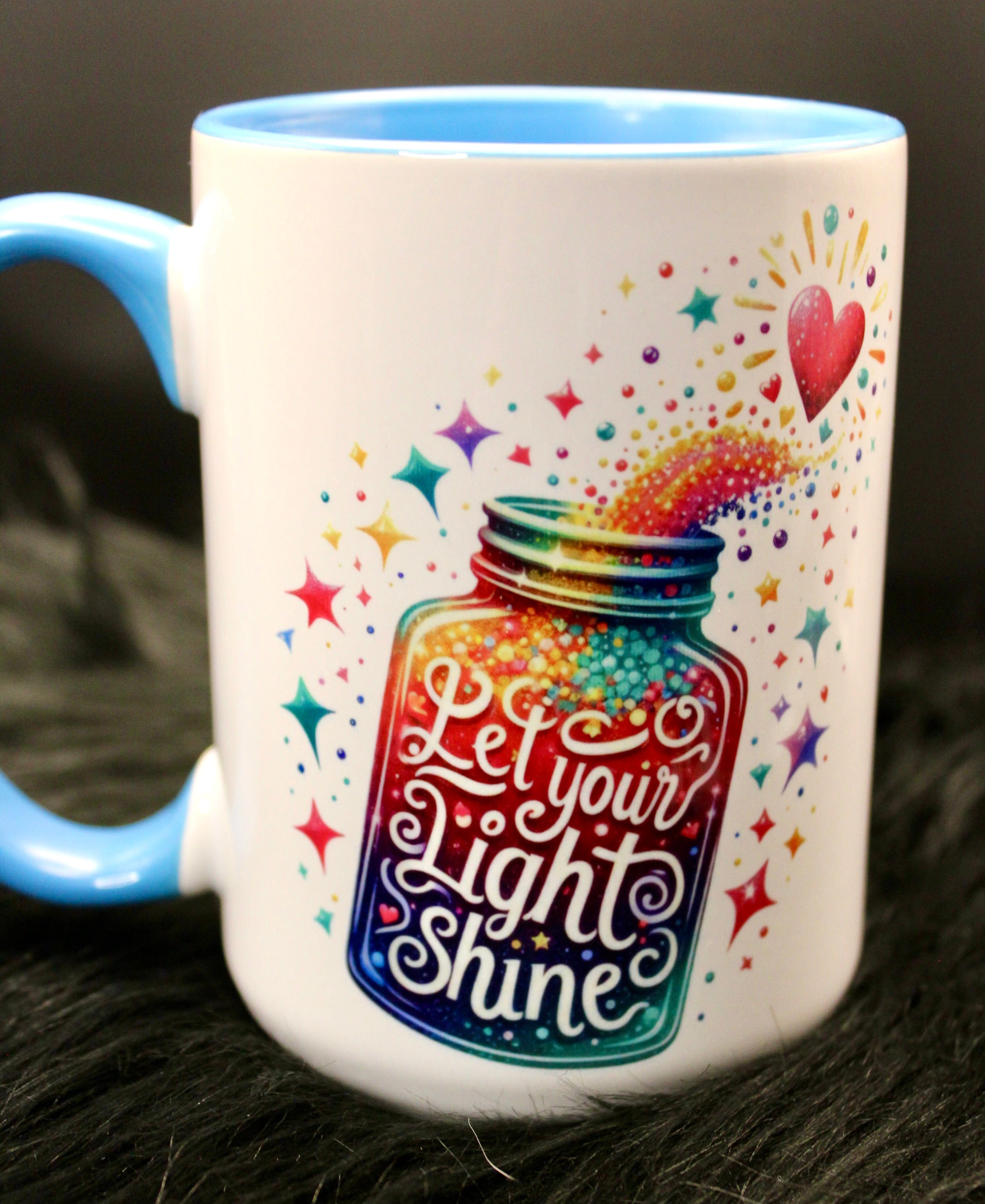 DillyDog Creations wrapin Mug / Let Your Light Shine ( Blue Interior )