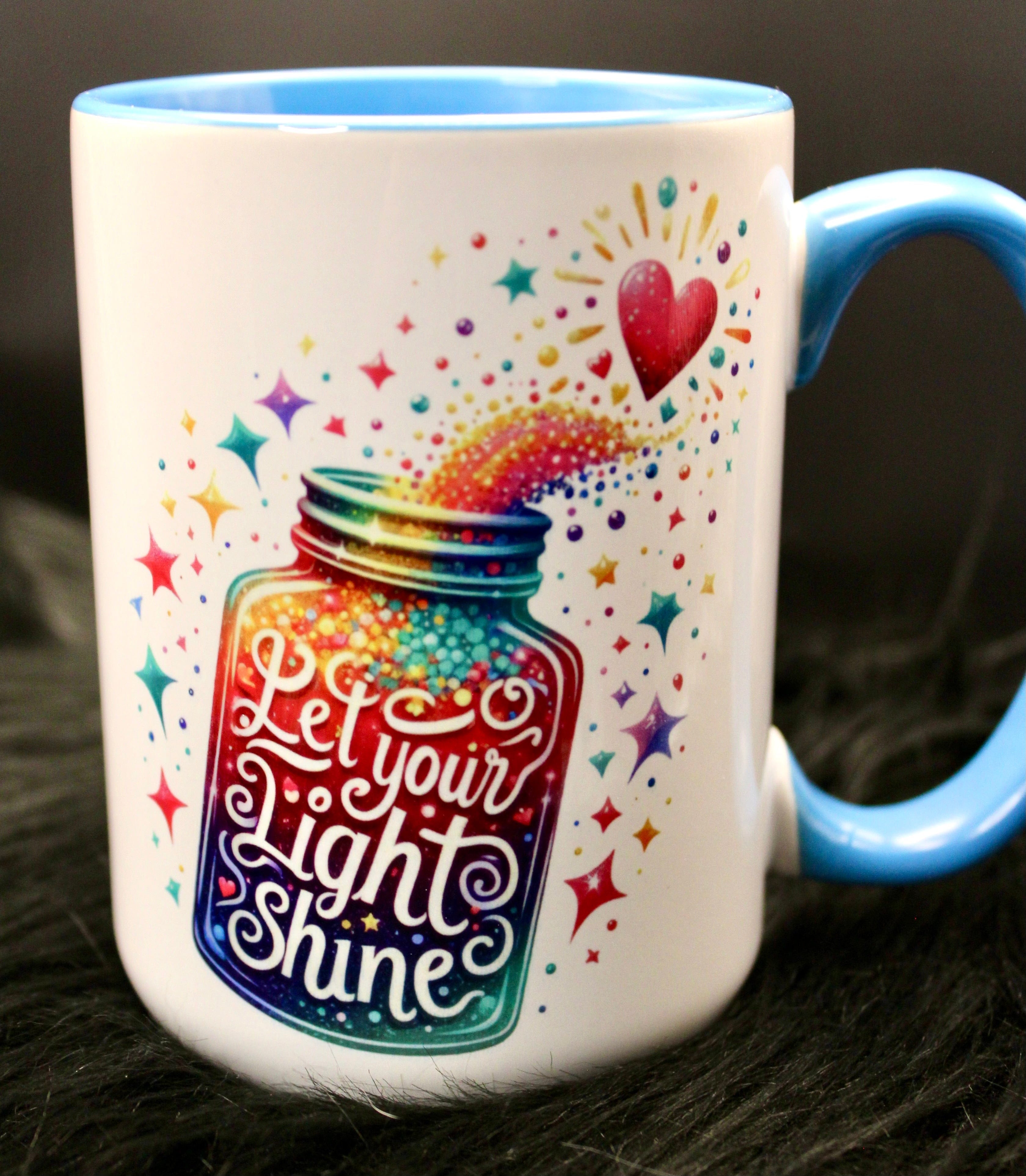 DillyDog Creations wrapin Mug / Let Your Light Shine ( Blue Interior )