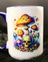 DillyDog Creations wrapin Mug / Mushroom Crystal Skull ( Navy Interior )