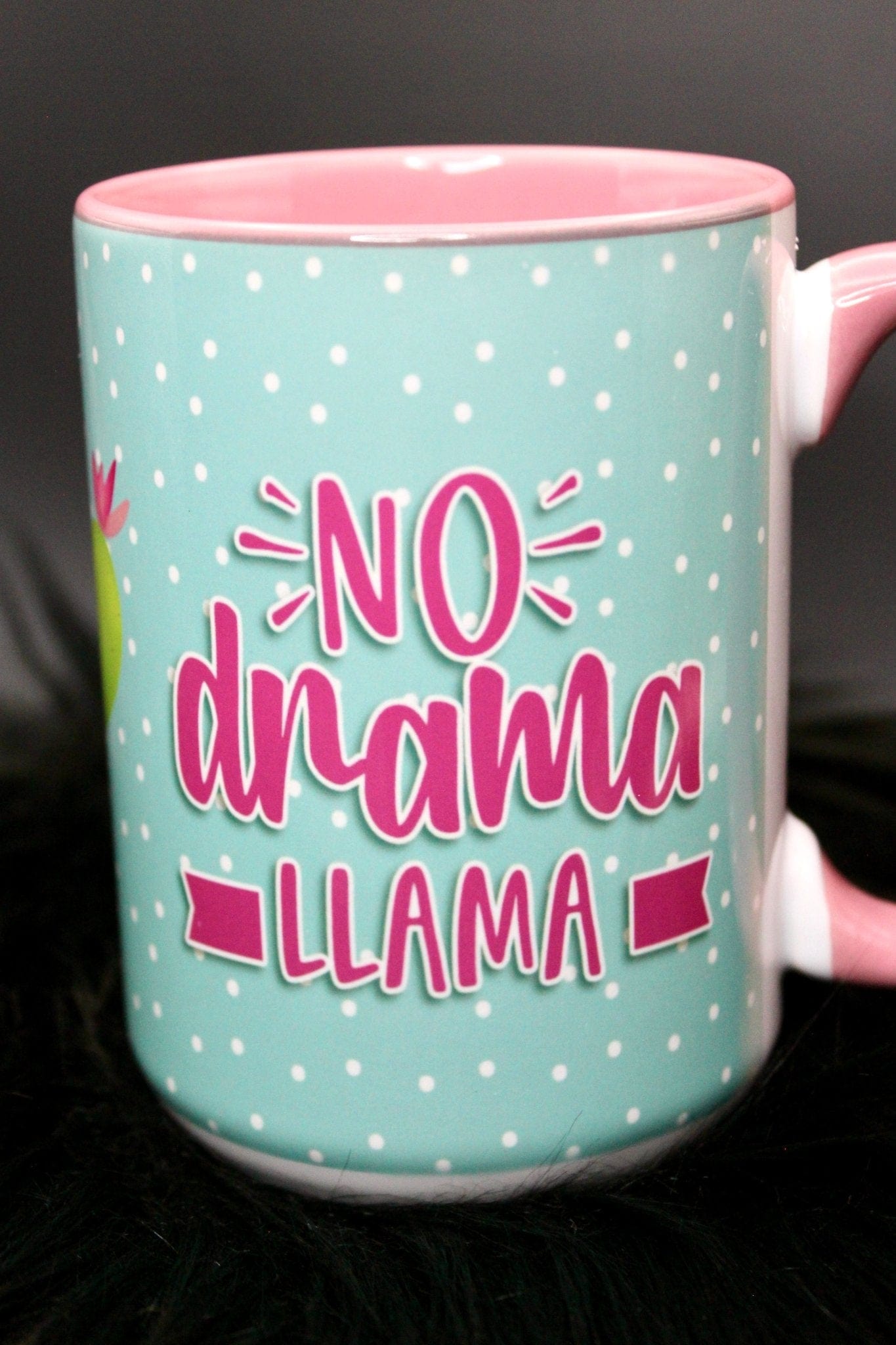 DillyDog Creations wrapin Mug / No Drama Llama ( Pink Interior )