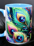 DillyDog Creations wrapin Mug / Peacock ( Blue Interior )