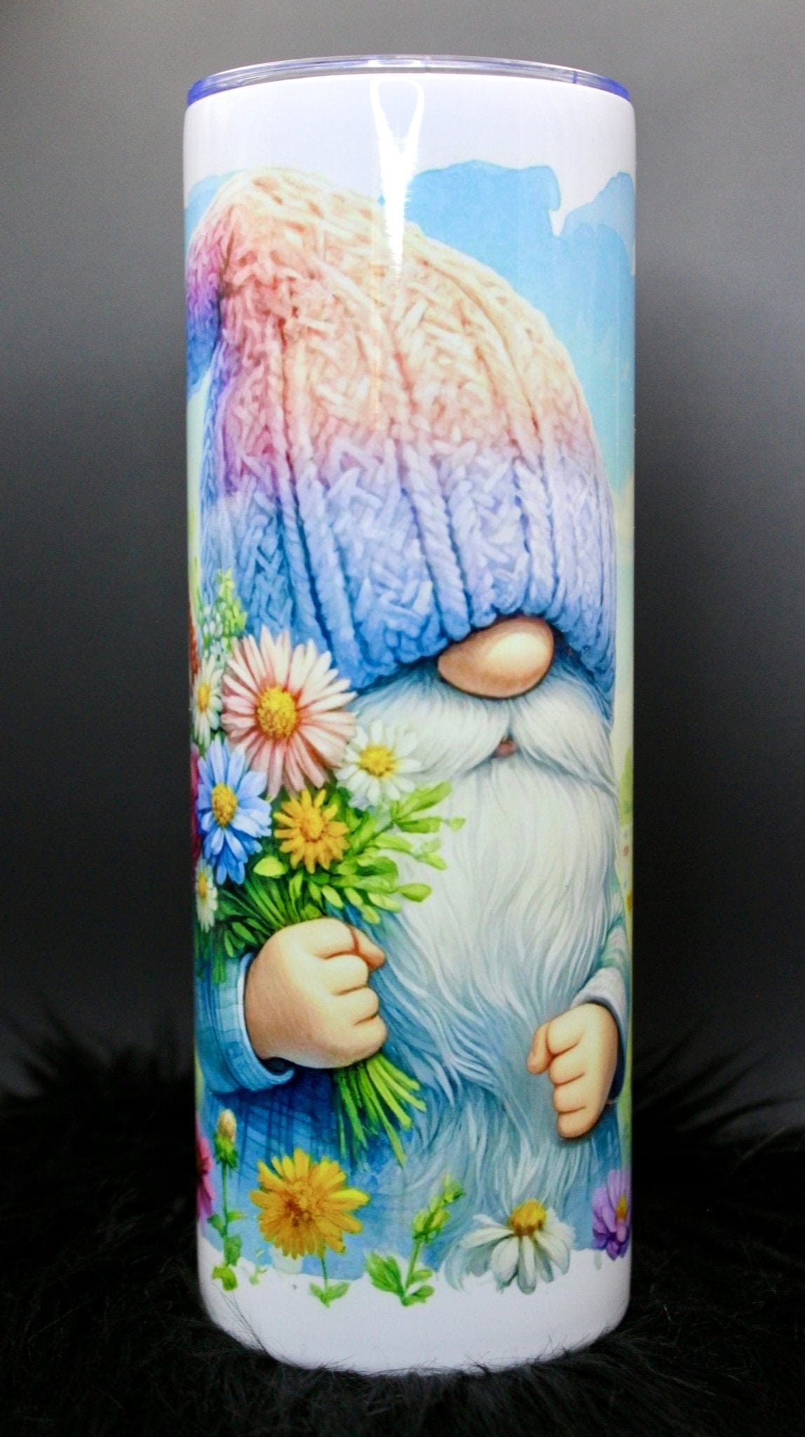 DillyDog Creations wrapin Skinny Tumbler / Beanie Gnome