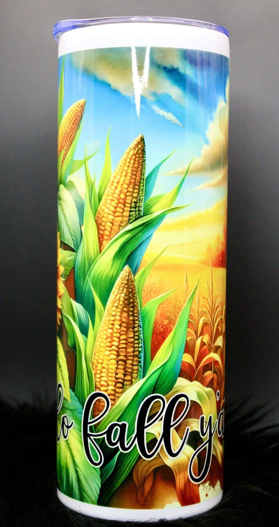 DillyDog Creations wrapin Skinny Tumbler / Fall Corn