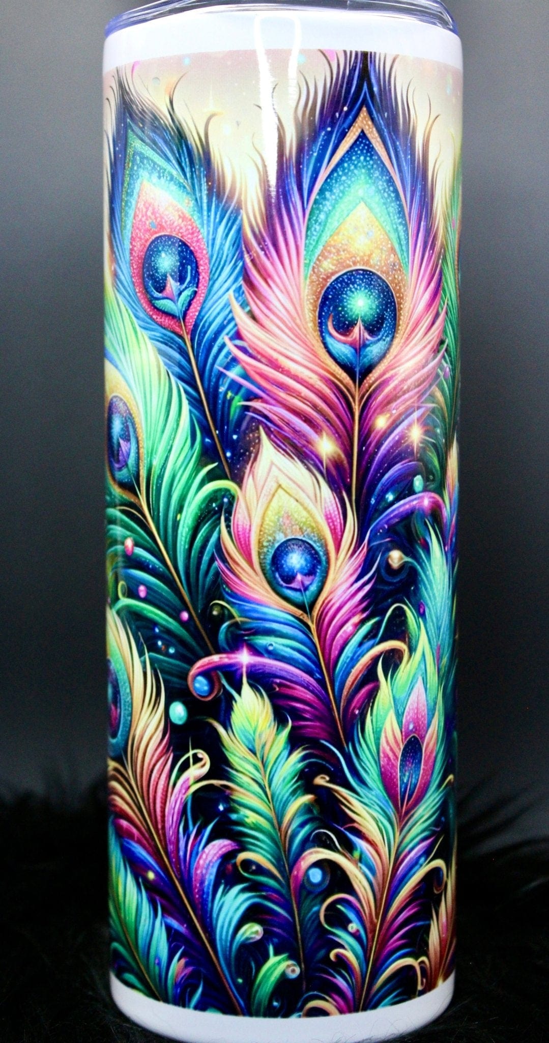 DillyDog Creations wrapin Skinny Tumbler / Peacock