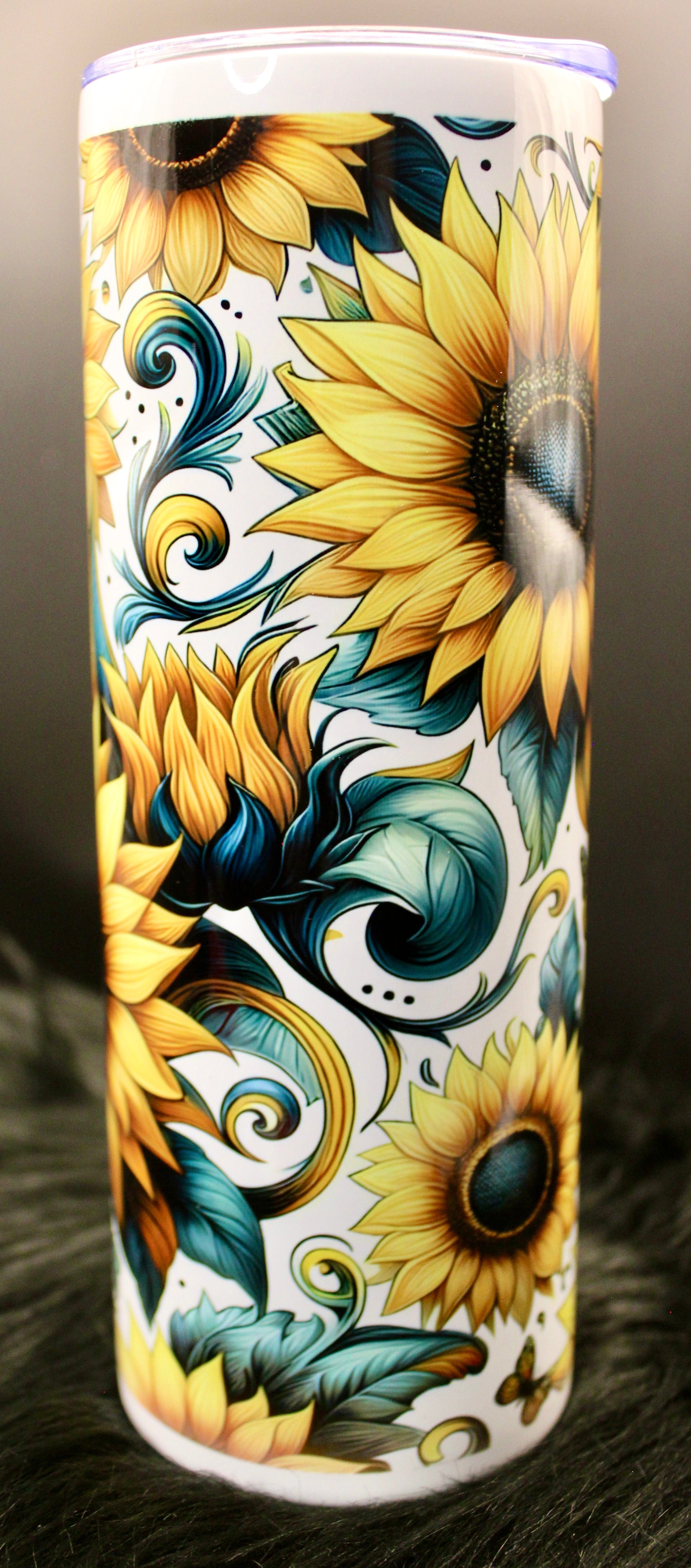 DillyDog Creations wrapin Skinny Tumbler / Sunflowers